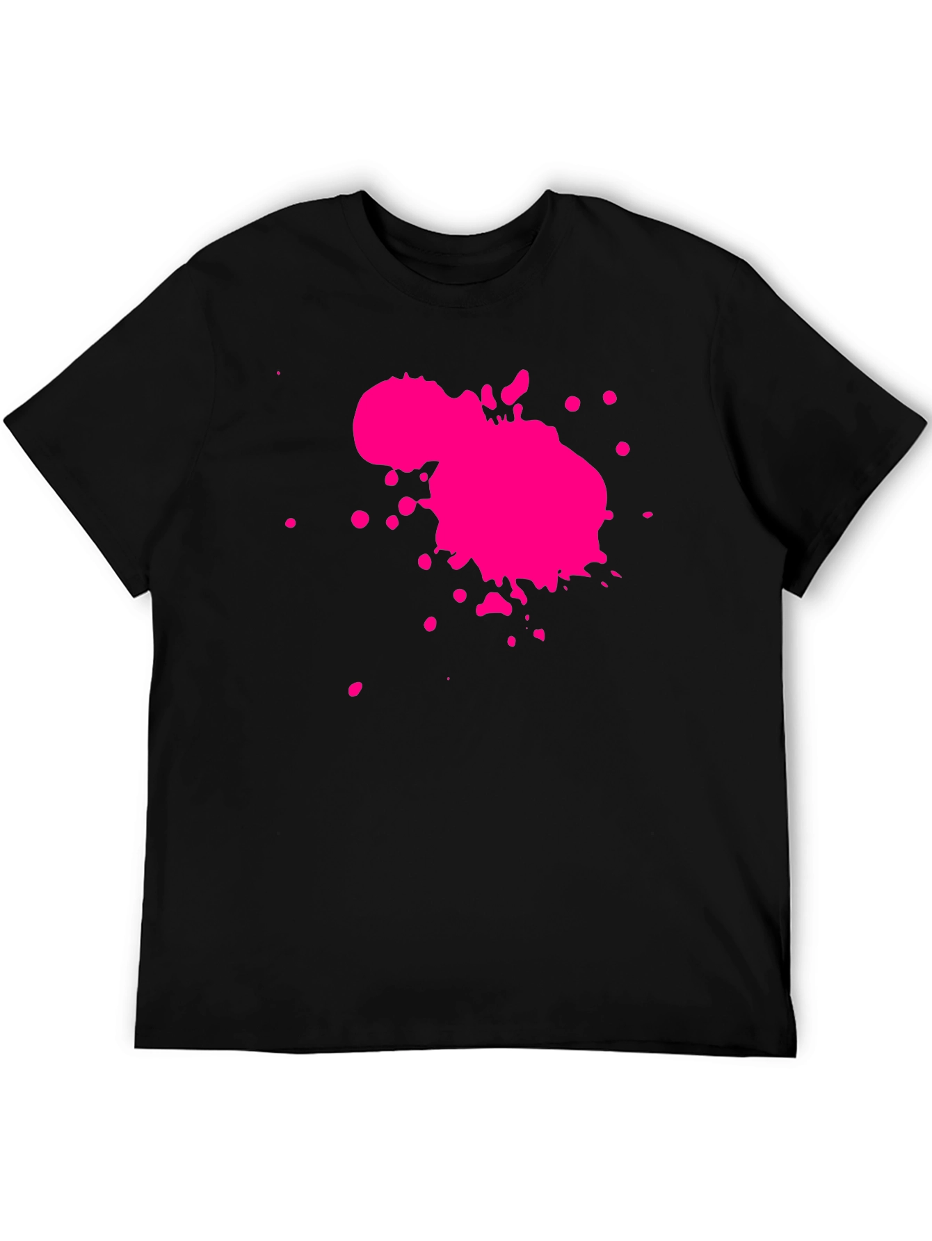 Mens Black T-Shirt with Pink Paint Splatter Design