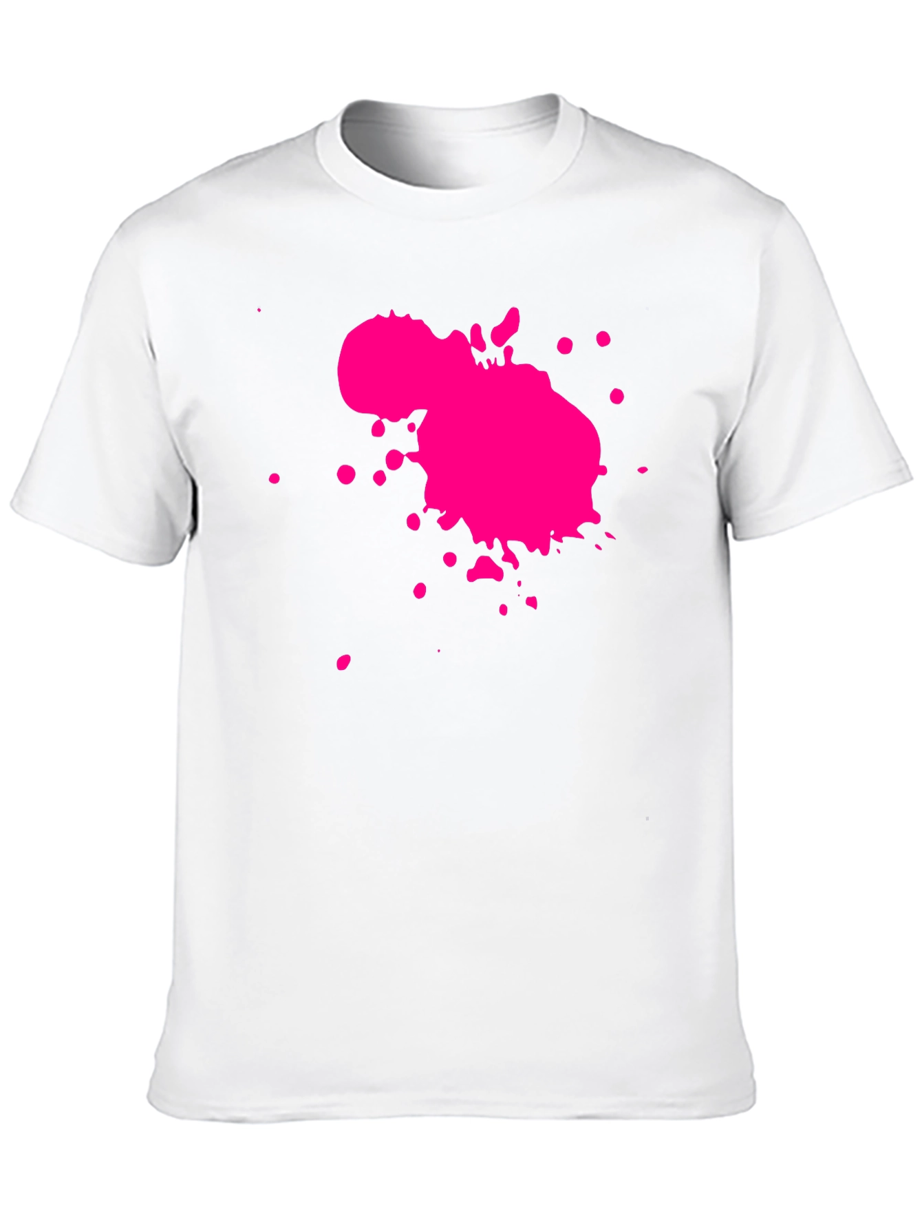 Mens Black T-Shirt with Pink Paint Splatter Design