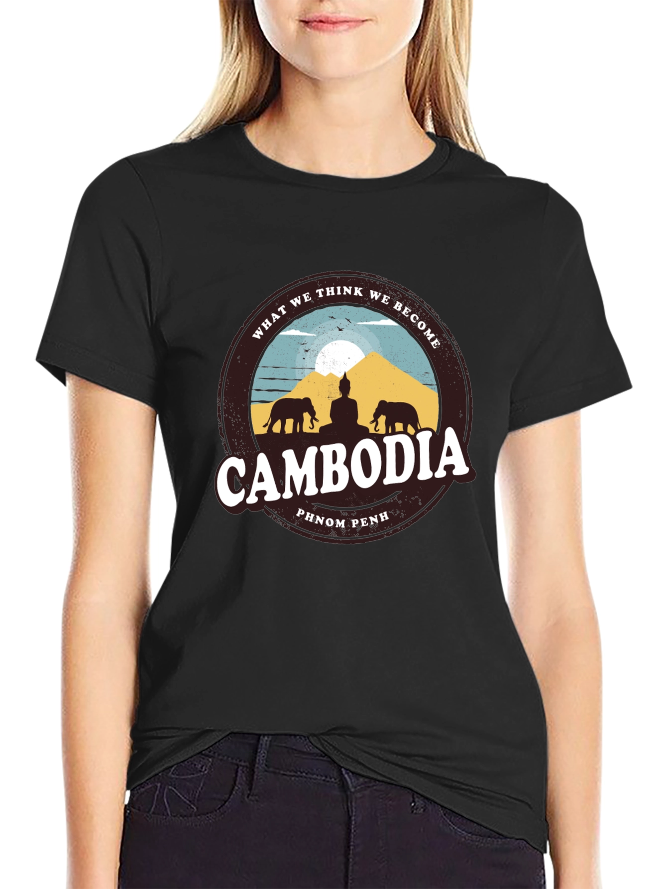 Cambodia Phnom Penh Mens Black Graphic Tee