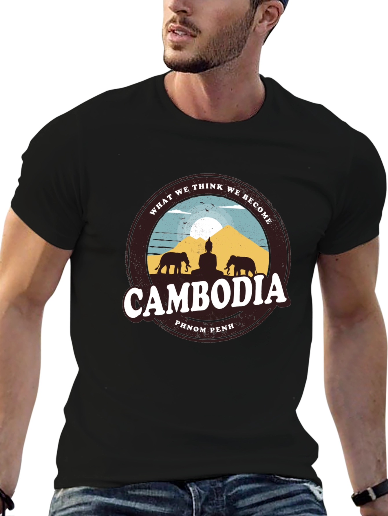 Cambodia Phnom Penh Mens Black Graphic Tee