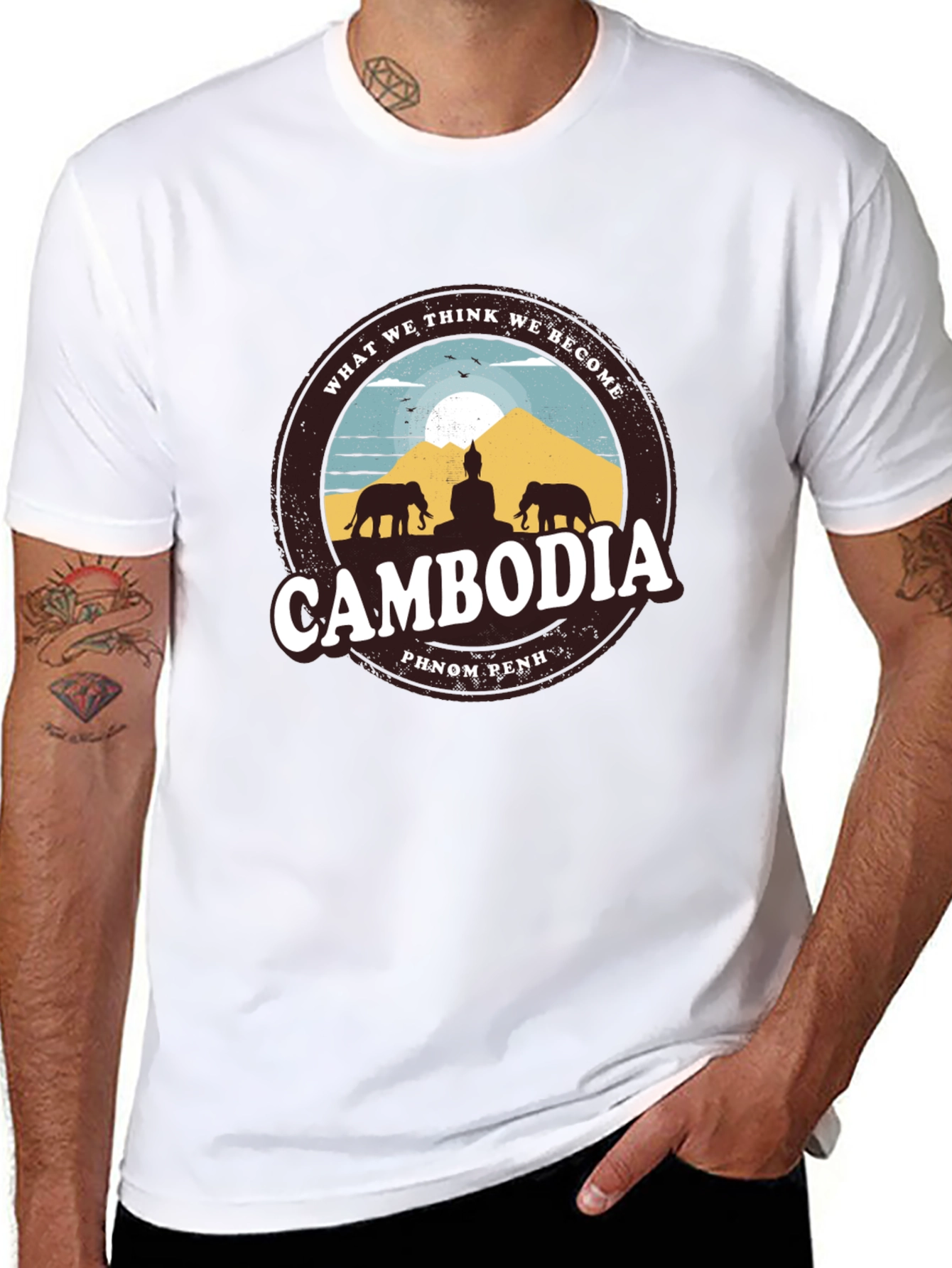 Cambodia Phnom Penh Mens Black Graphic Tee