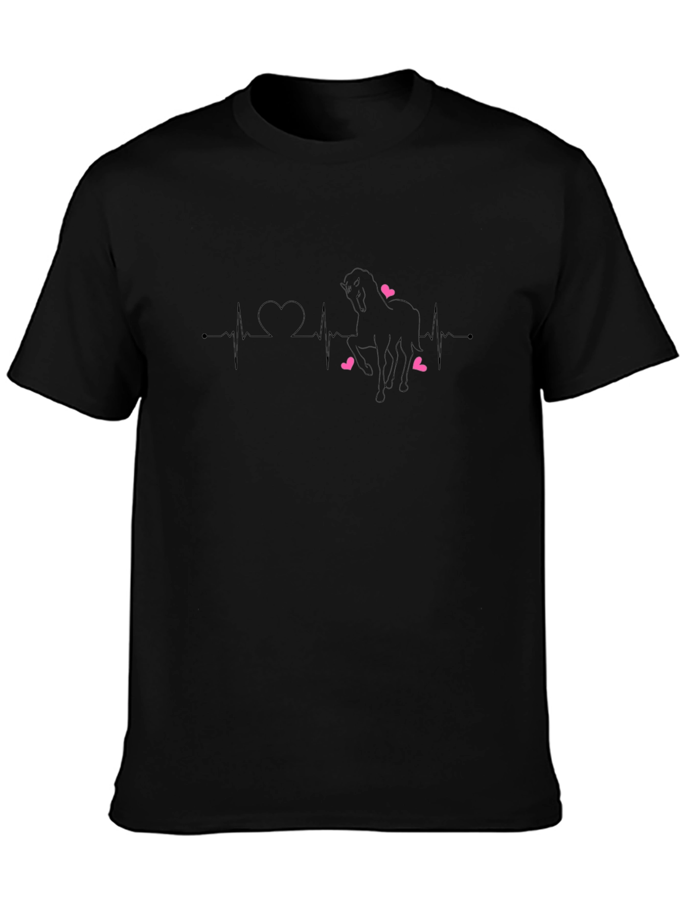 Heartbeat Horse Lover T-Shirt - Black