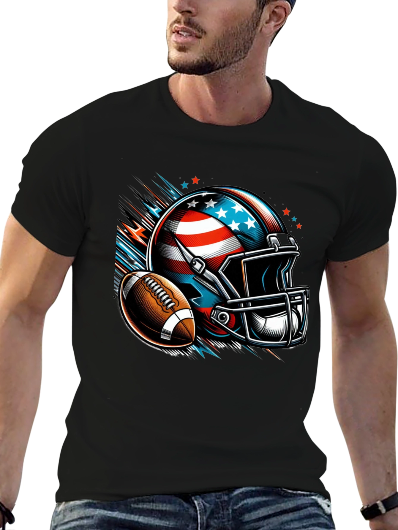 Patriotic Football Helmet & Ball T-Shirt