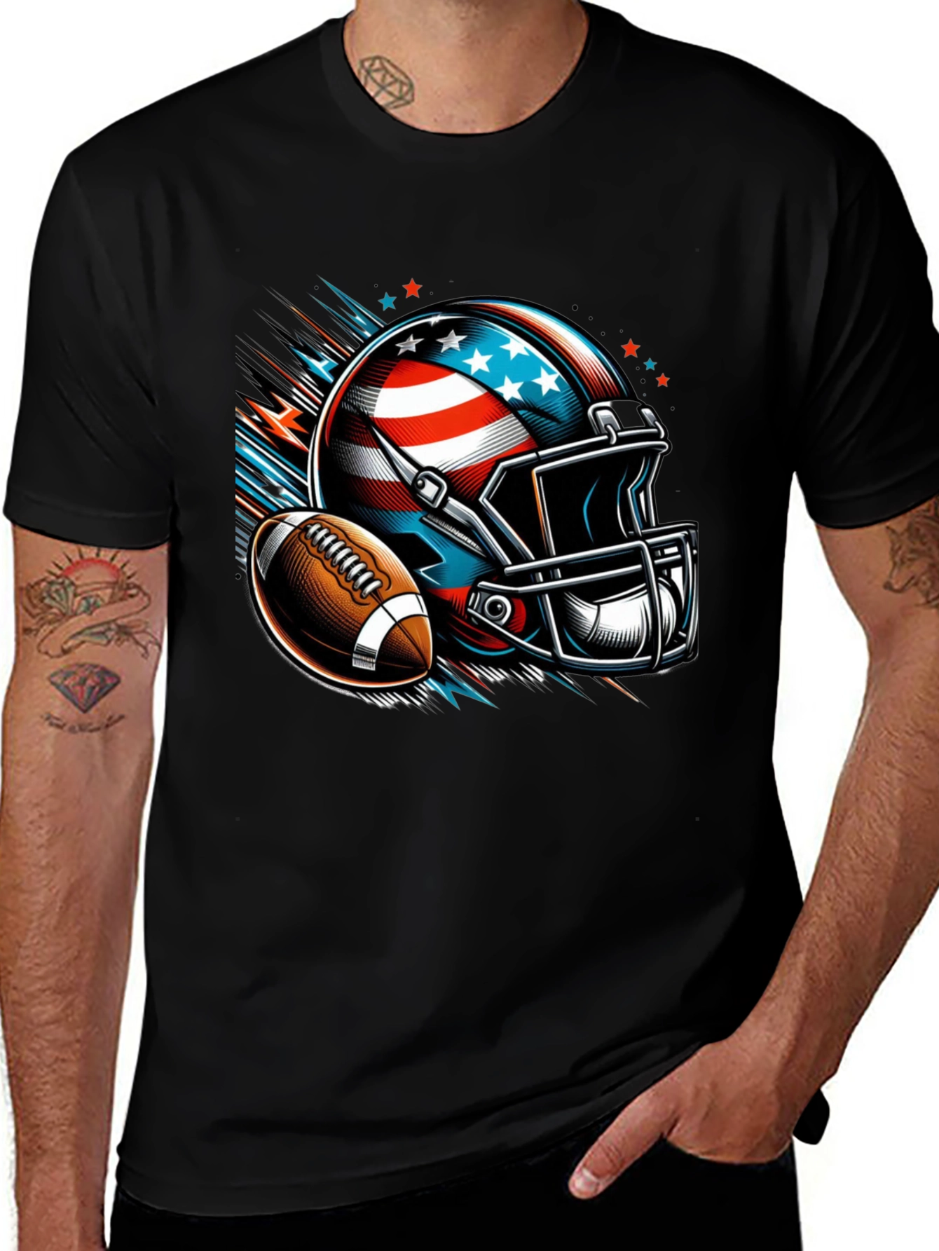 Patriotic Football Helmet & Ball T-Shirt