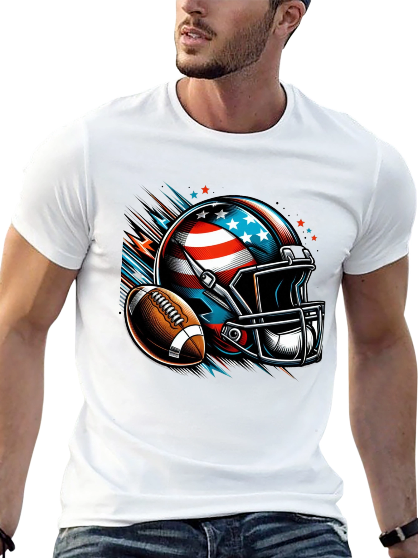 Patriotic Football Helmet & Ball T-Shirt