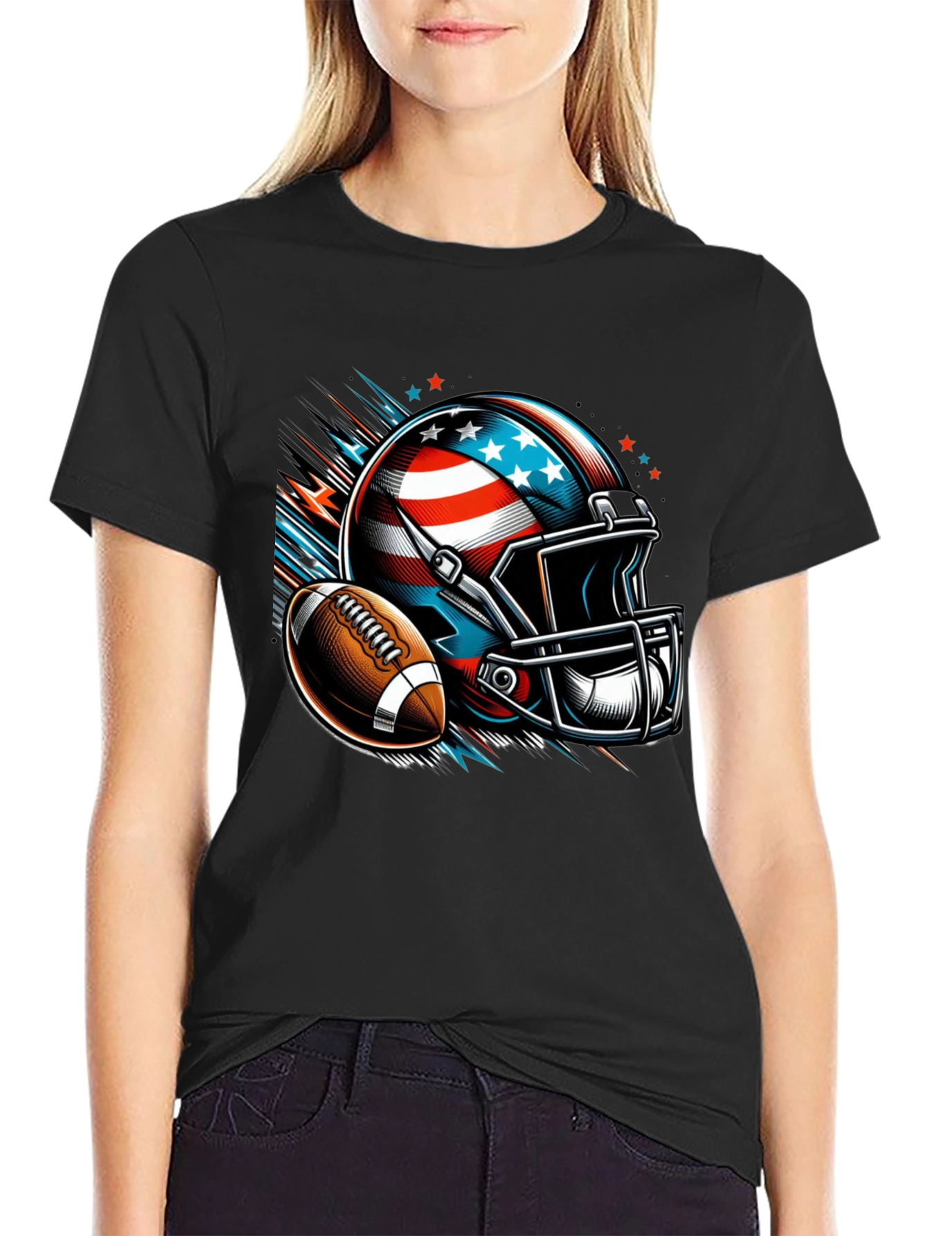 Patriotic Football Helmet & Ball T-Shirt