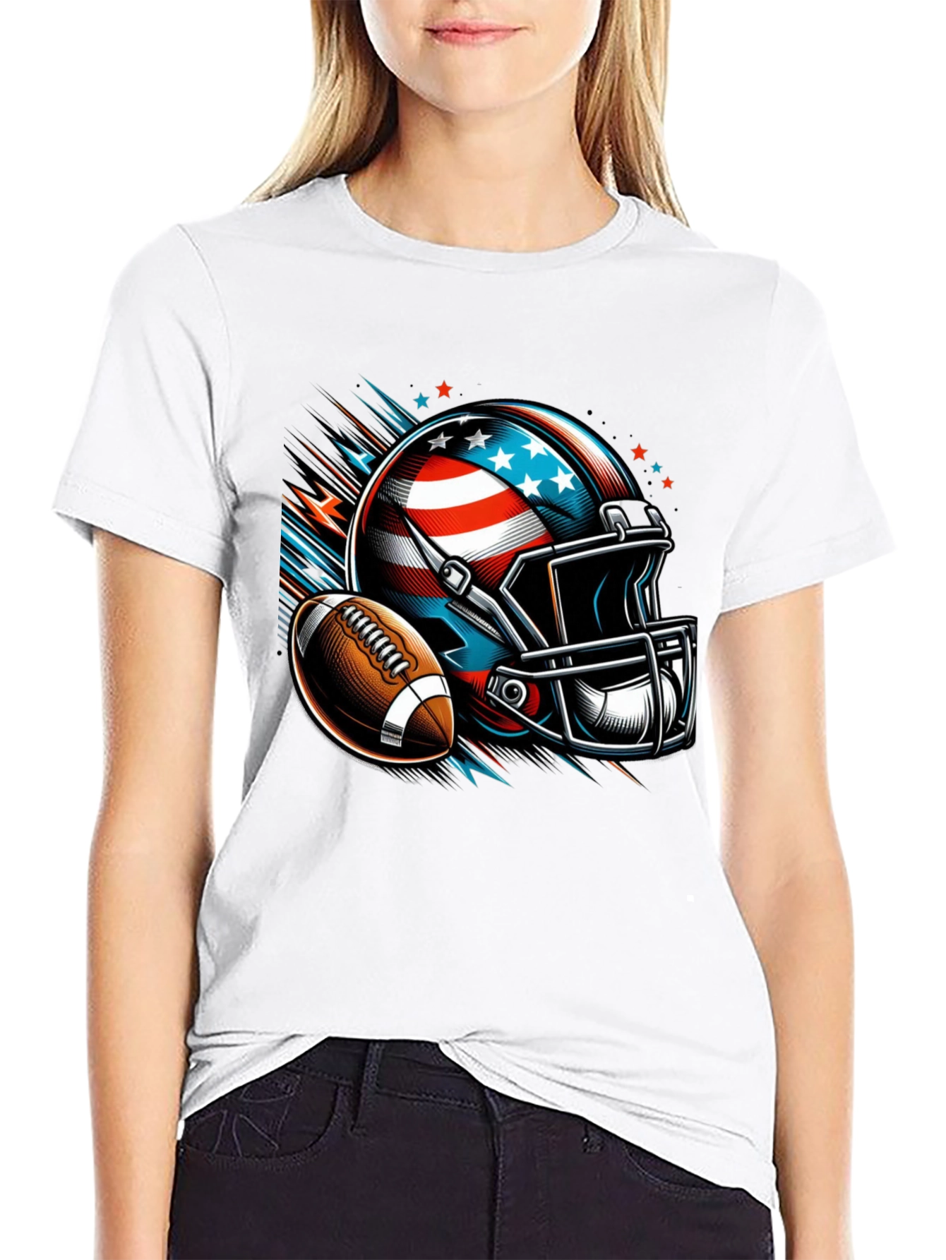 Patriotic Football Helmet & Ball T-Shirt