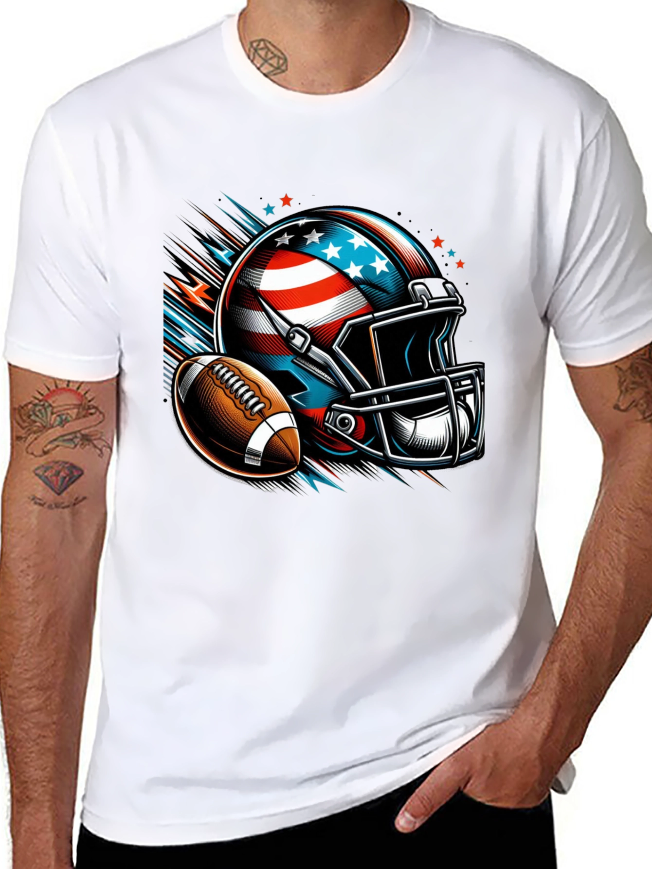 Patriotic Football Helmet & Ball T-Shirt