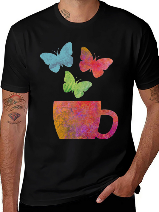 Butterfly Cup Graphic Tee - Fun Colorful Design