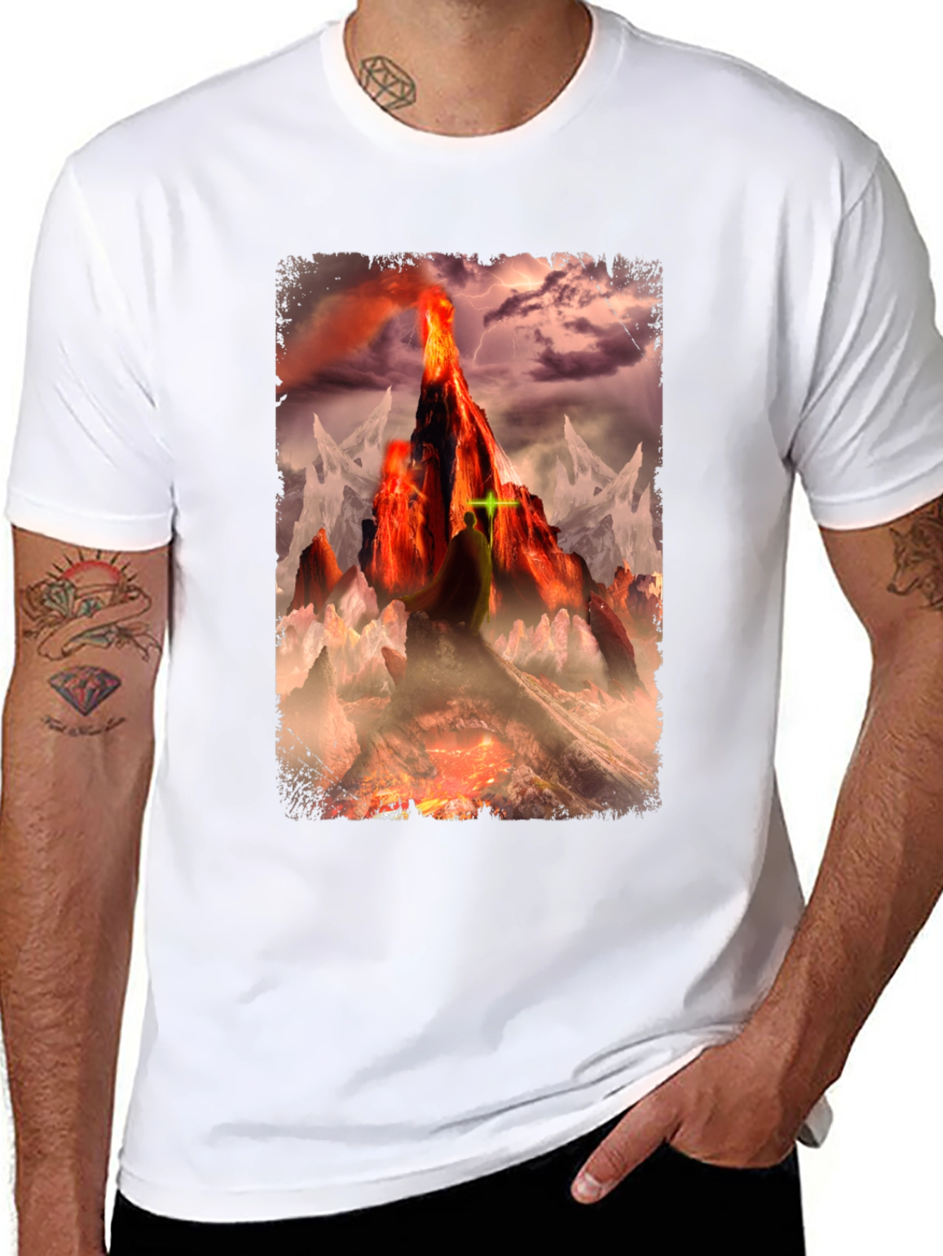 Volcano Fantasy Graphic T-Shirt - Dark Apparel