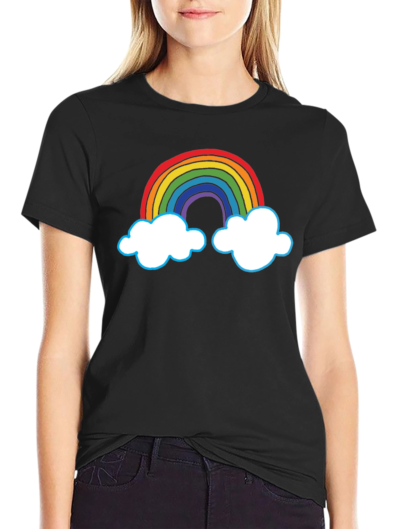 Rainbow Cloud Graphic T-Shirt - Unisex Black Tee