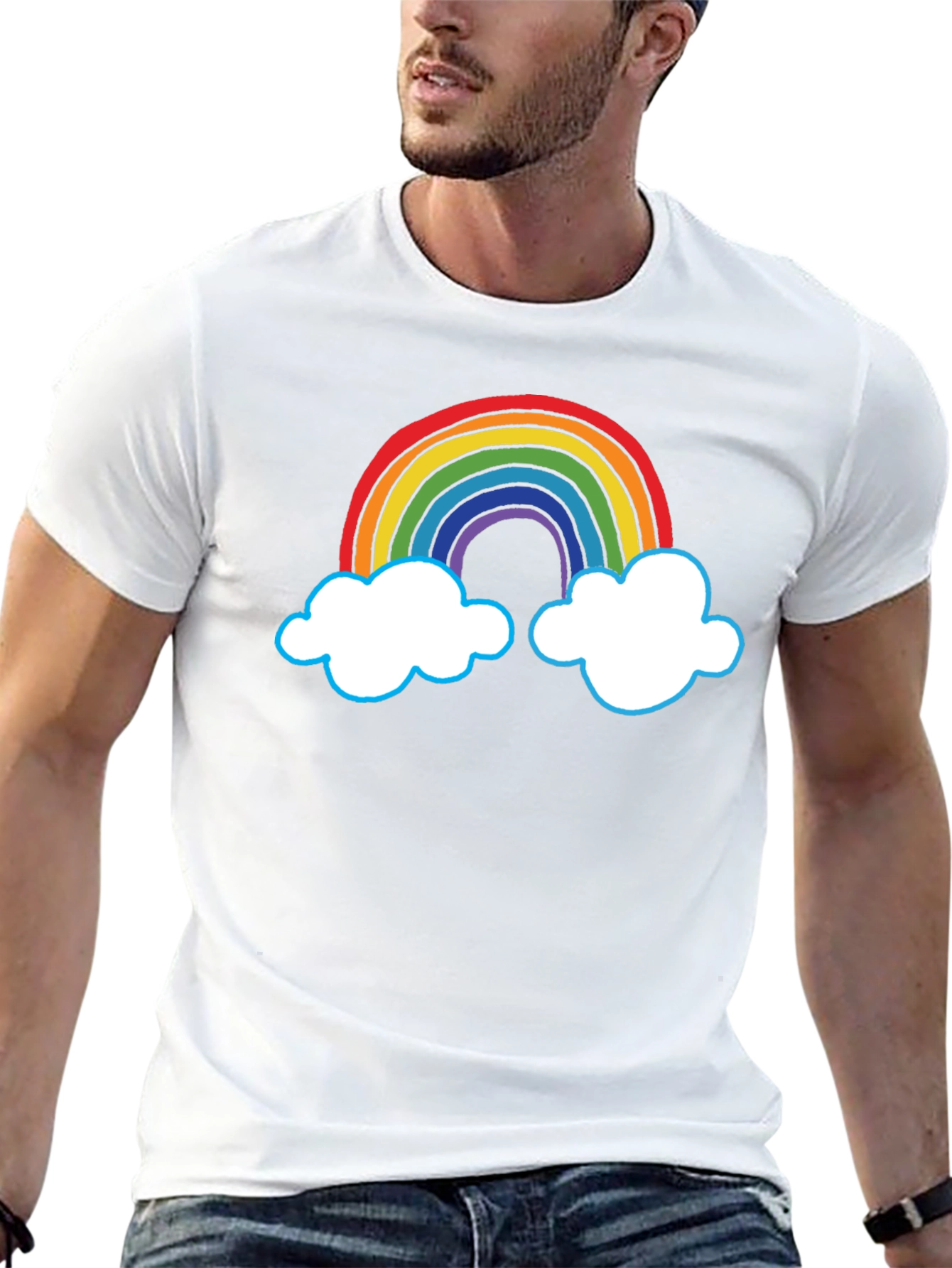 Rainbow Cloud Graphic T-Shirt - Unisex Black Tee