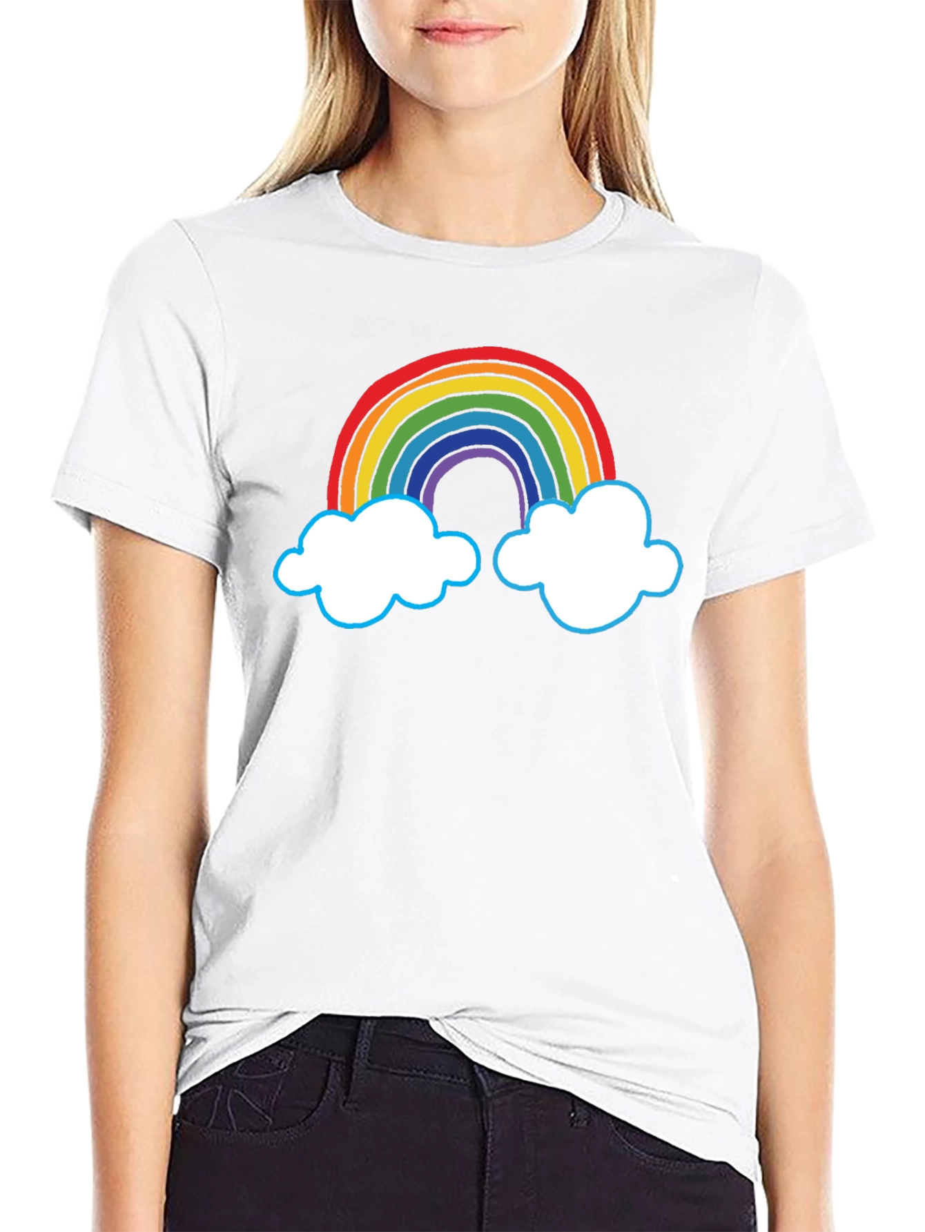Rainbow Cloud Graphic T-Shirt - Unisex Black Tee