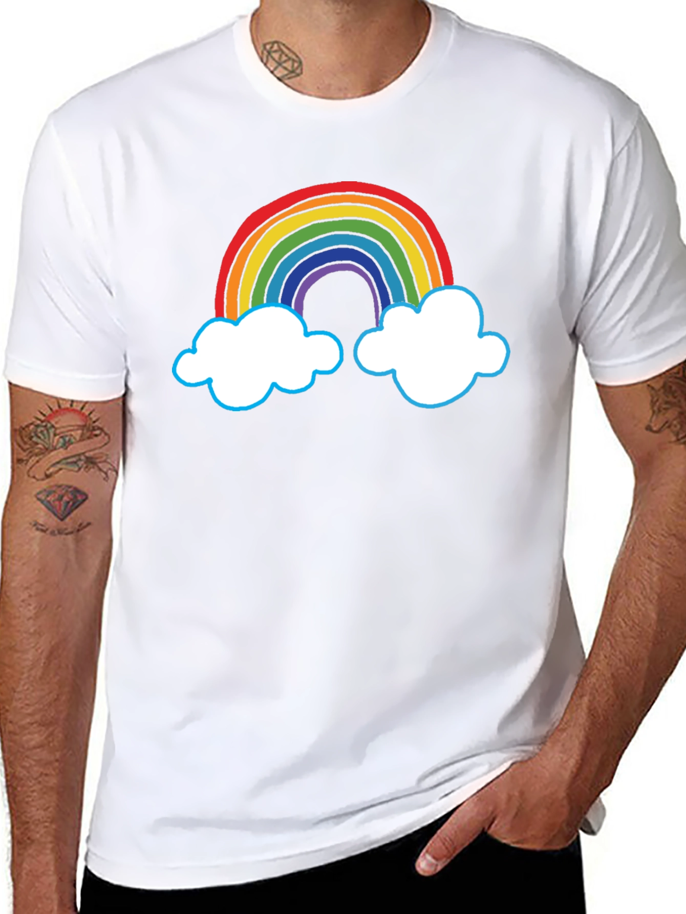 Rainbow Cloud Graphic T-Shirt - Unisex Black Tee