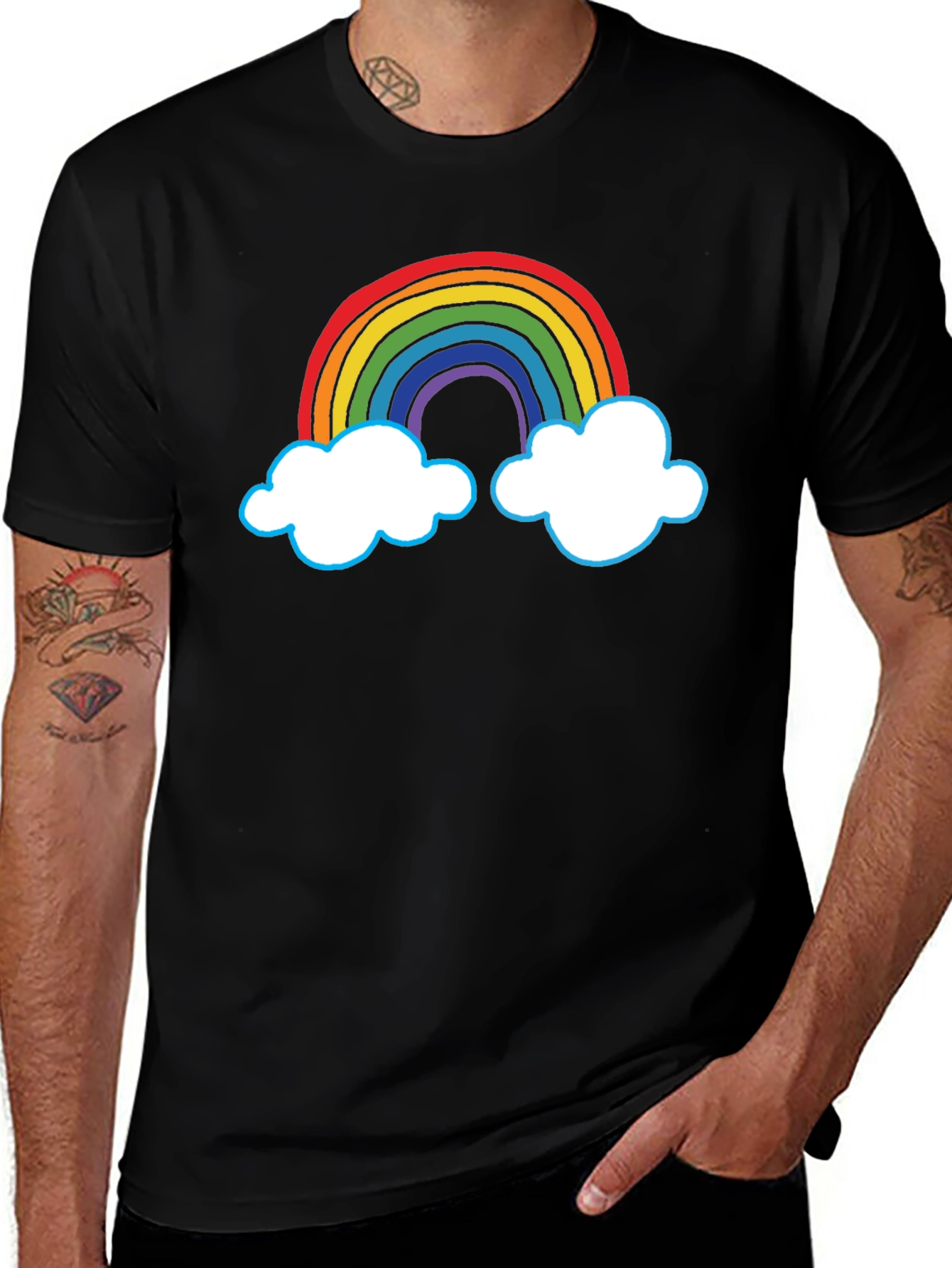Rainbow Cloud Graphic T-Shirt - Unisex Black Tee