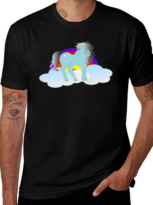 Unicorn Rainbow Cloud T-Shirt - Black Cotton Tee