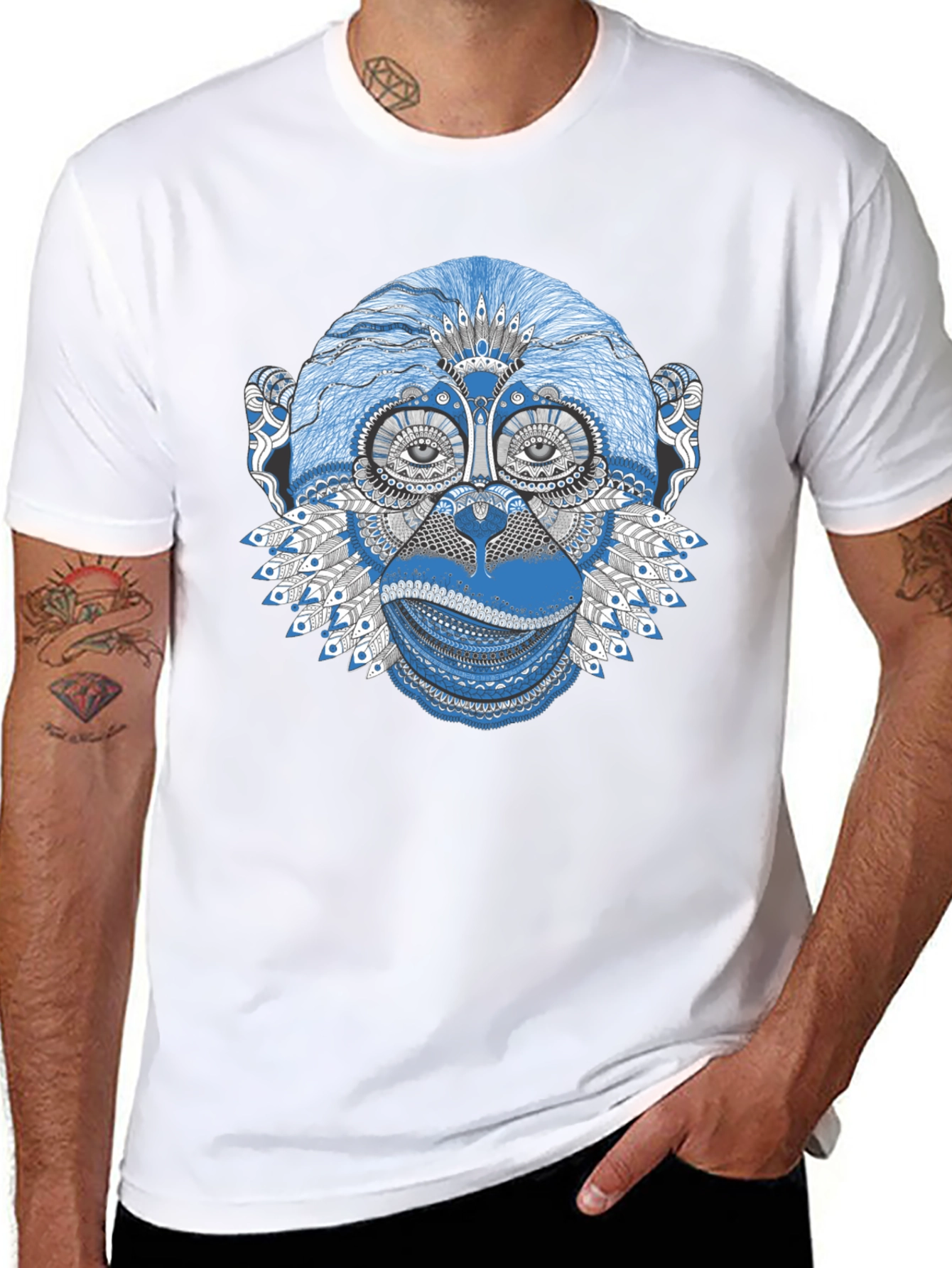 Monkey Graphic Print Black T-Shirt