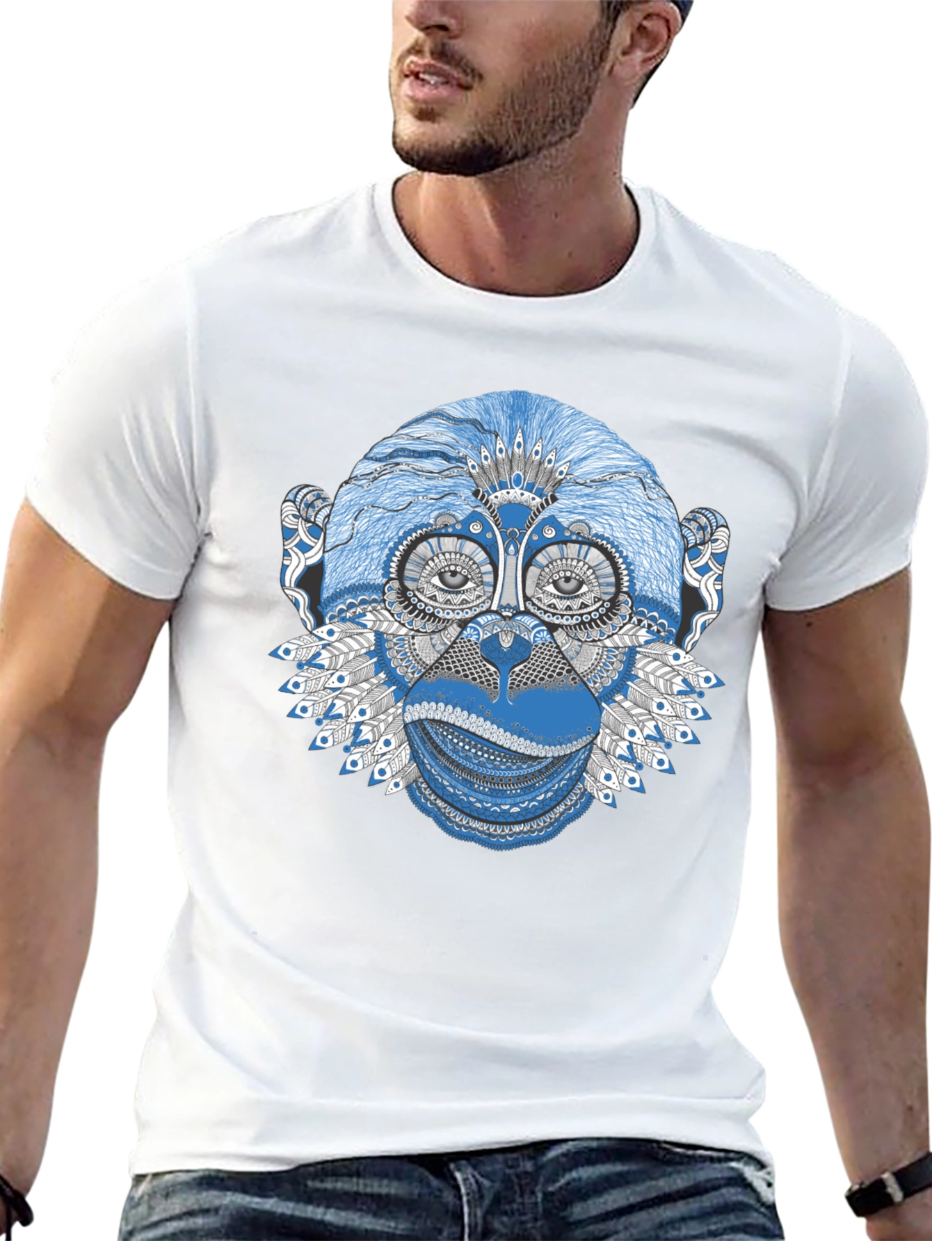 Monkey Graphic Print Black T-Shirt