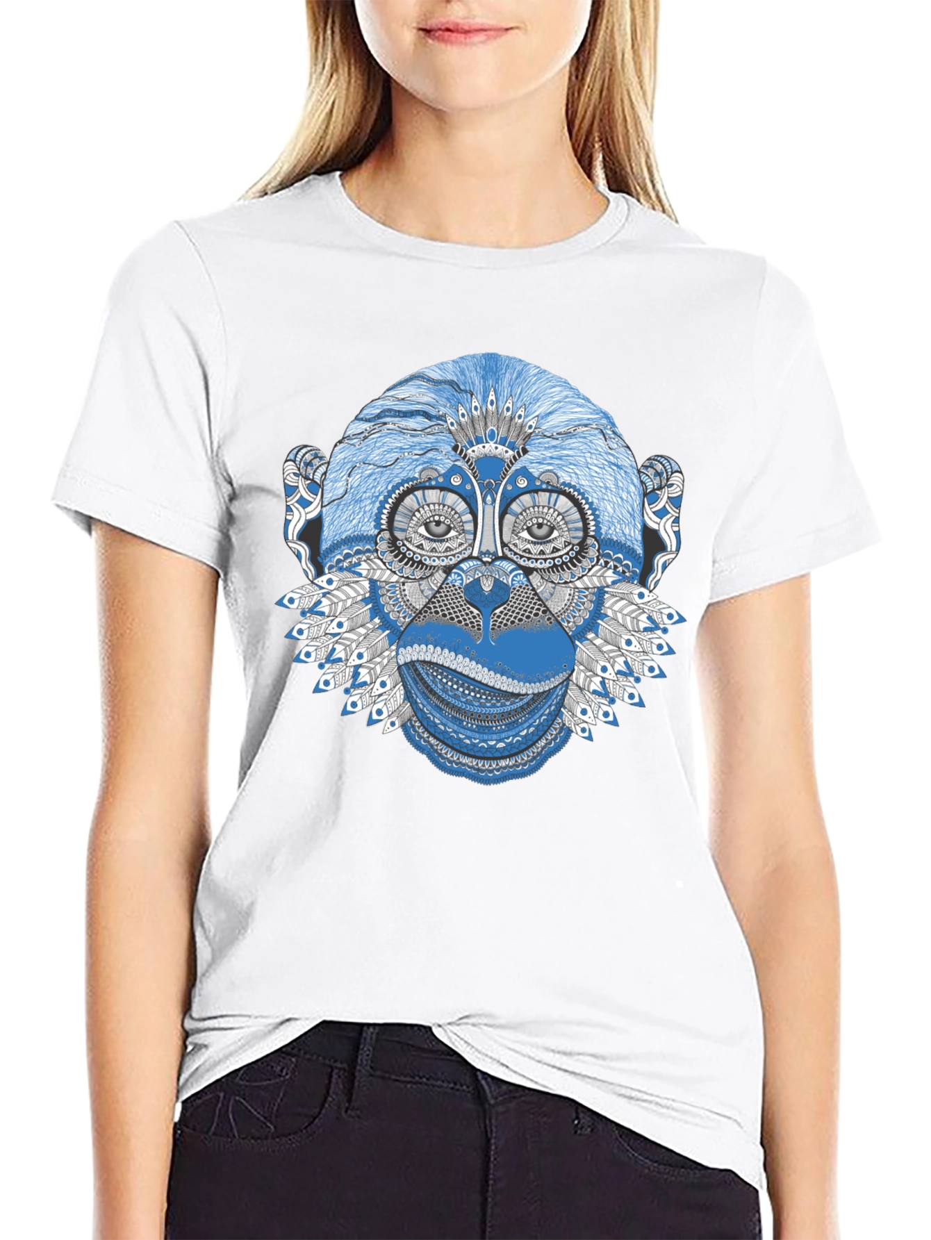 Monkey Graphic Print Black T-Shirt
