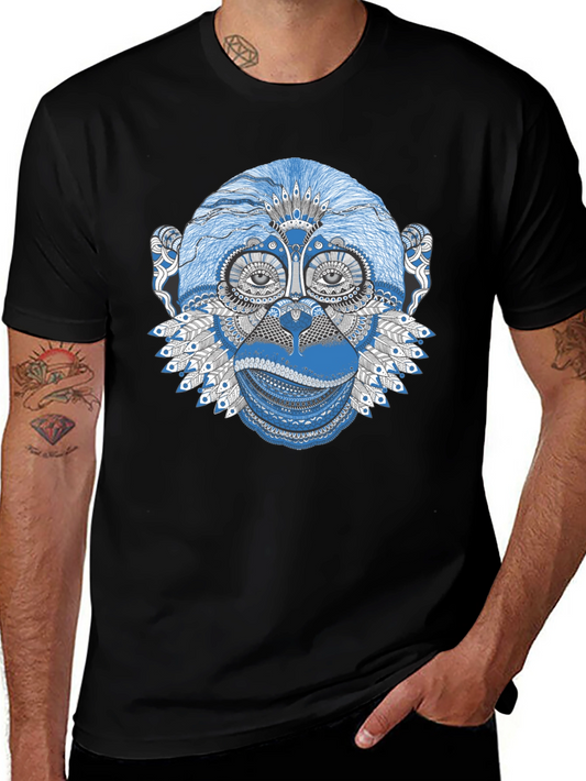 Monkey Graphic Print Black T-Shirt