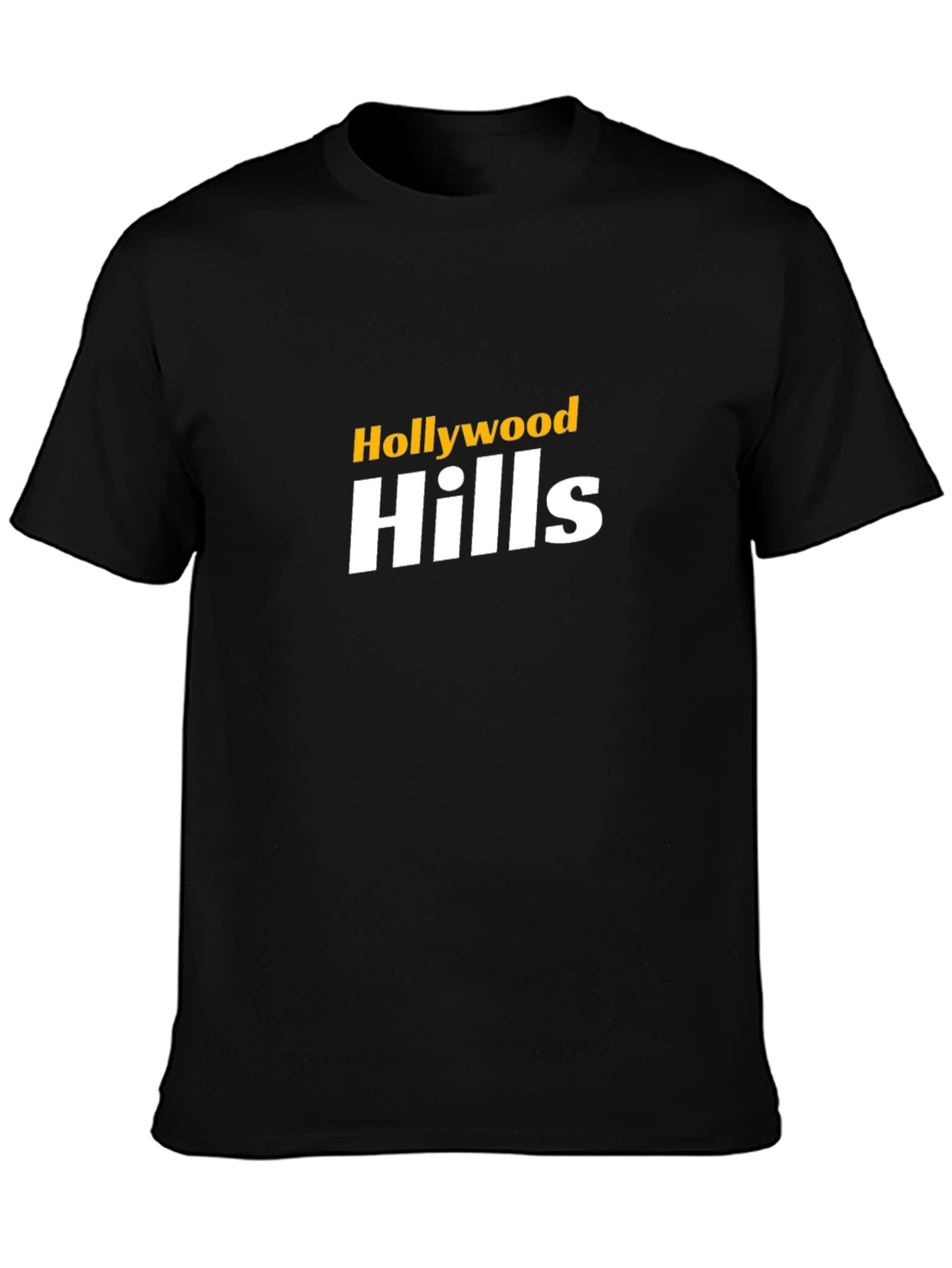 Hollywood Hills Graphic Tee - Black Cotton Blend T-Shirt
