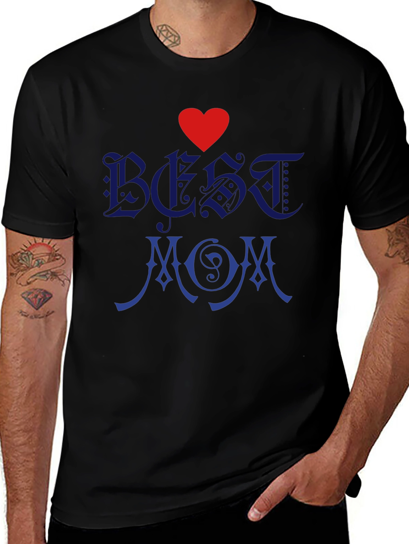 Best Mom T-Shirt - Heart Design Dark Apparel