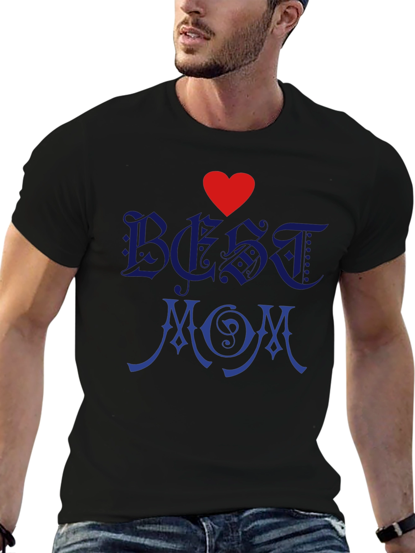 Best Mom T-Shirt - Heart Design Dark Apparel