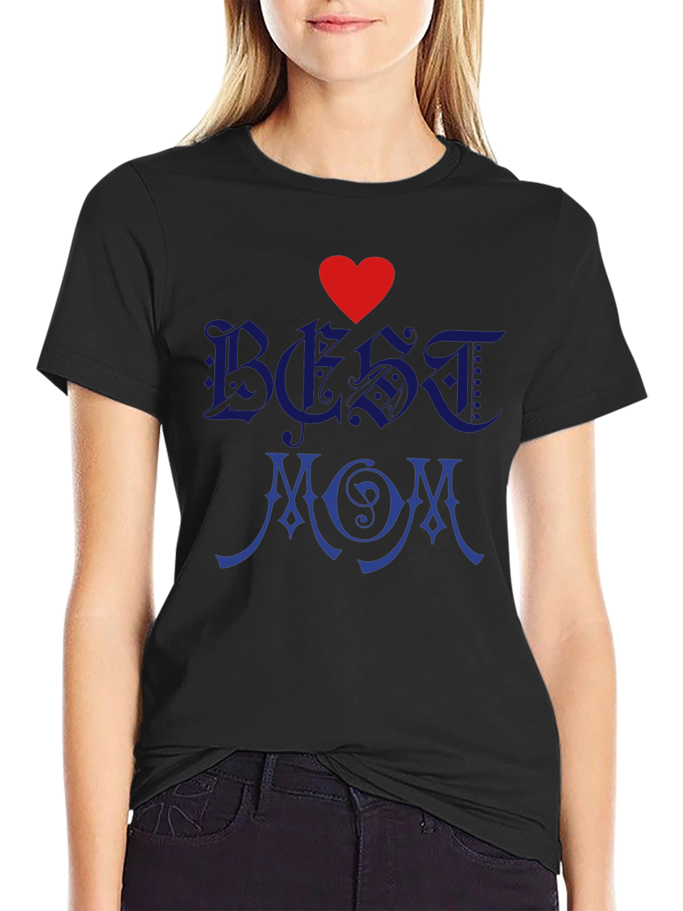 Best Mom T-Shirt - Heart Design Dark Apparel