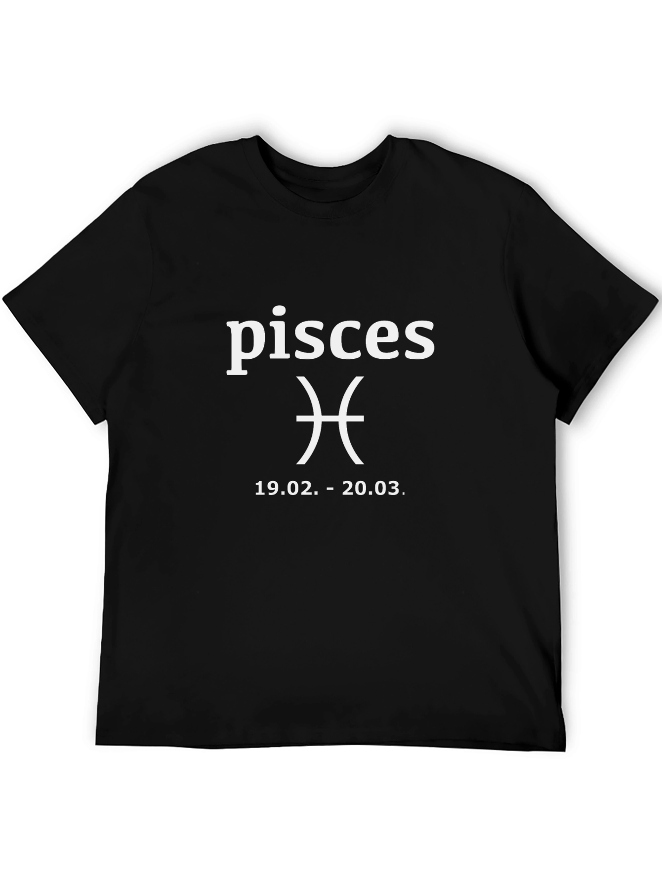 Pisces Zodiac Sign T-Shirt - Black Cotton Tee