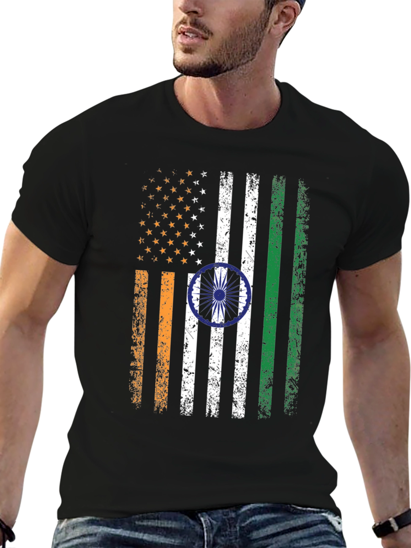 USA India Flag Graphic T-Shirt