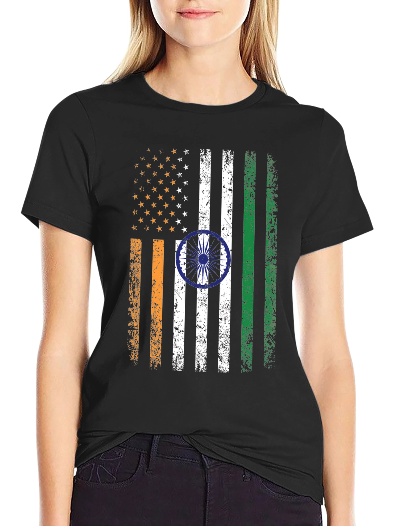 USA India Flag Graphic T-Shirt