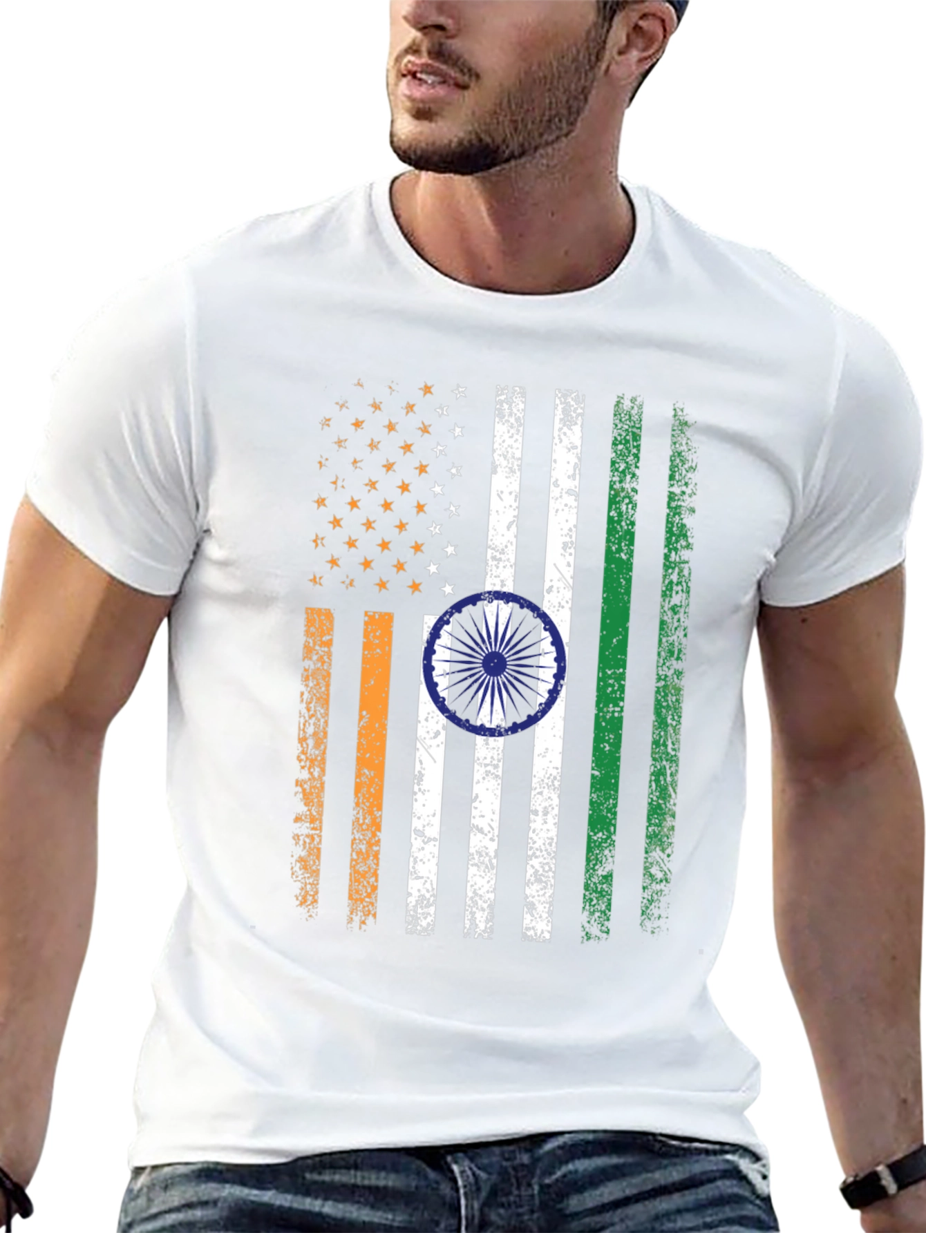 USA India Flag Graphic T-Shirt