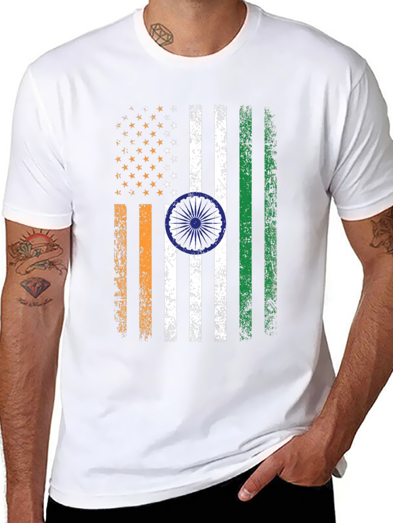 USA India Flag Graphic T-Shirt