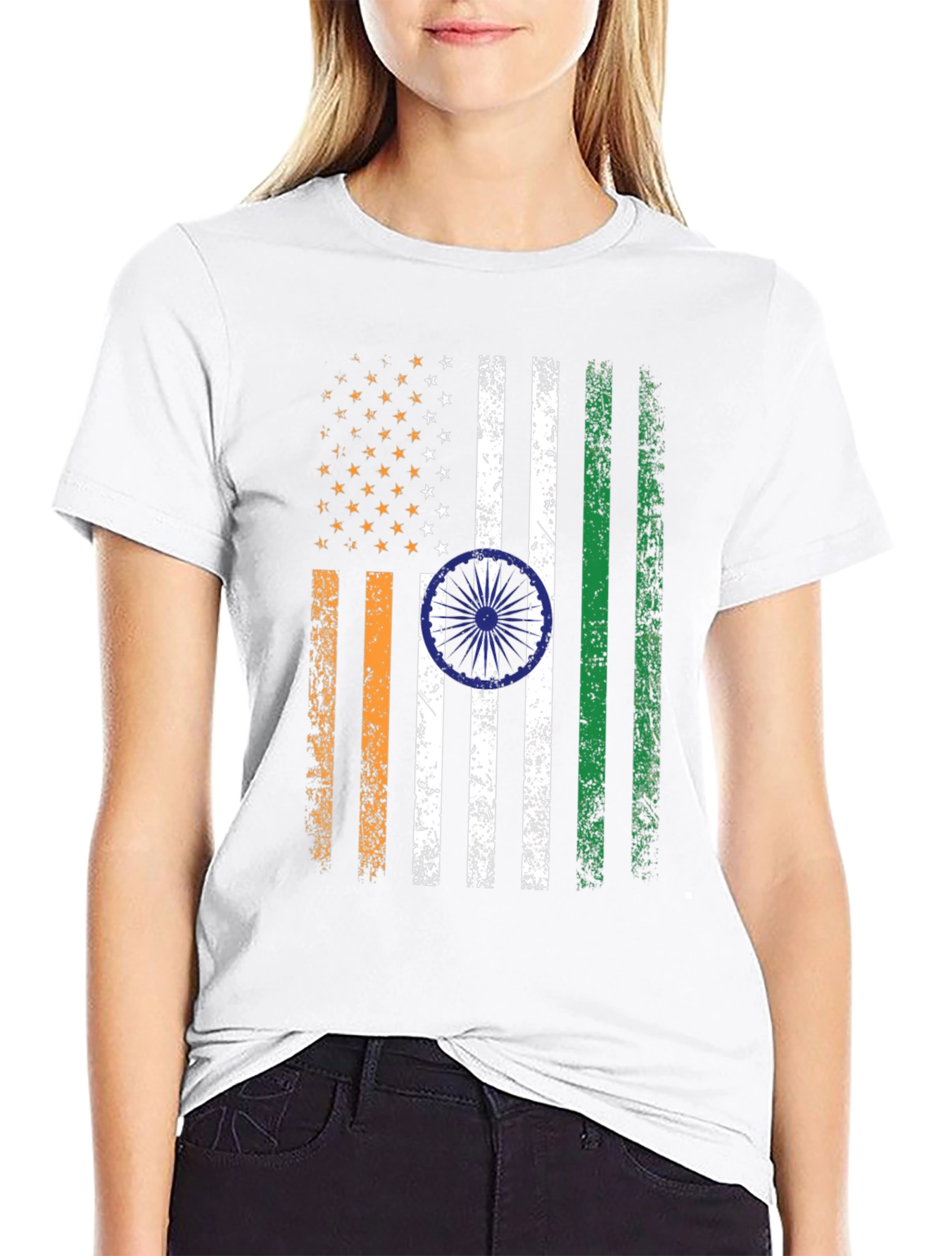 USA India Flag Graphic T-Shirt
