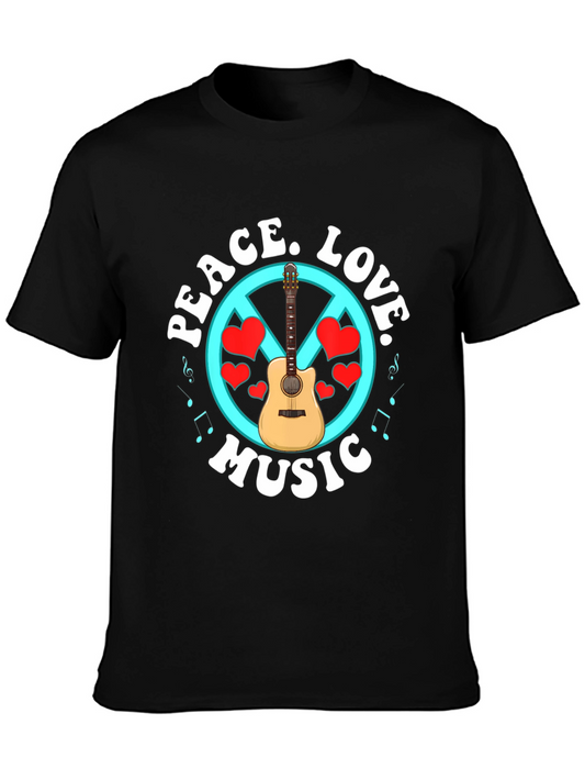 Peace Love Music T-Shirt - Guitar Graphic Tee
