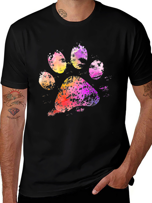Watercolor Paw Print T-Shirt - Unique Graphic Tee