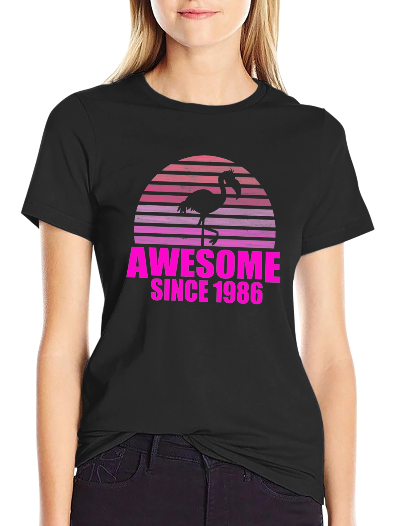 Awesome Since 1986 Flamingo Graphic T-Shirt
