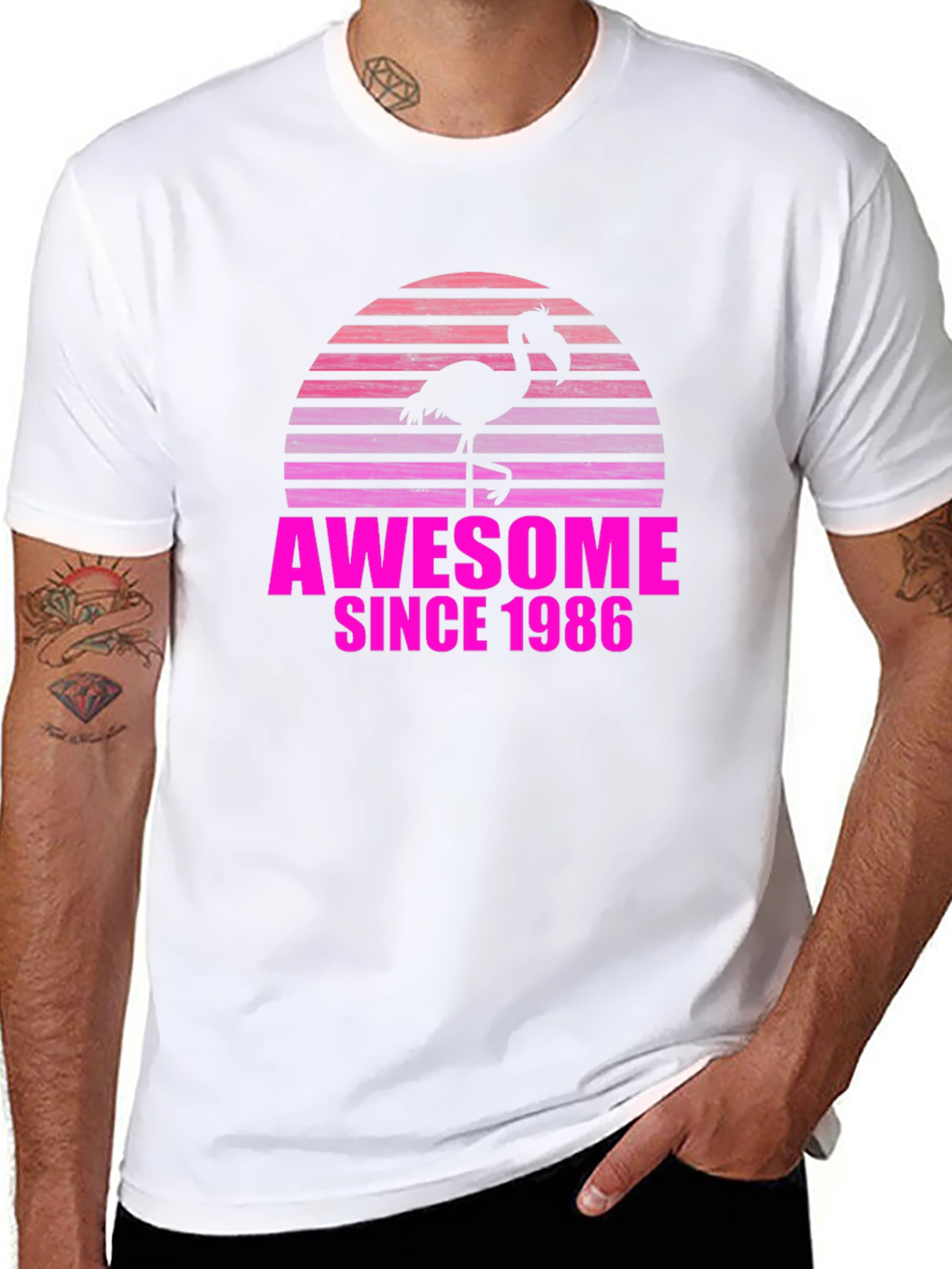 Awesome Since 1986 Flamingo Graphic T-Shirt