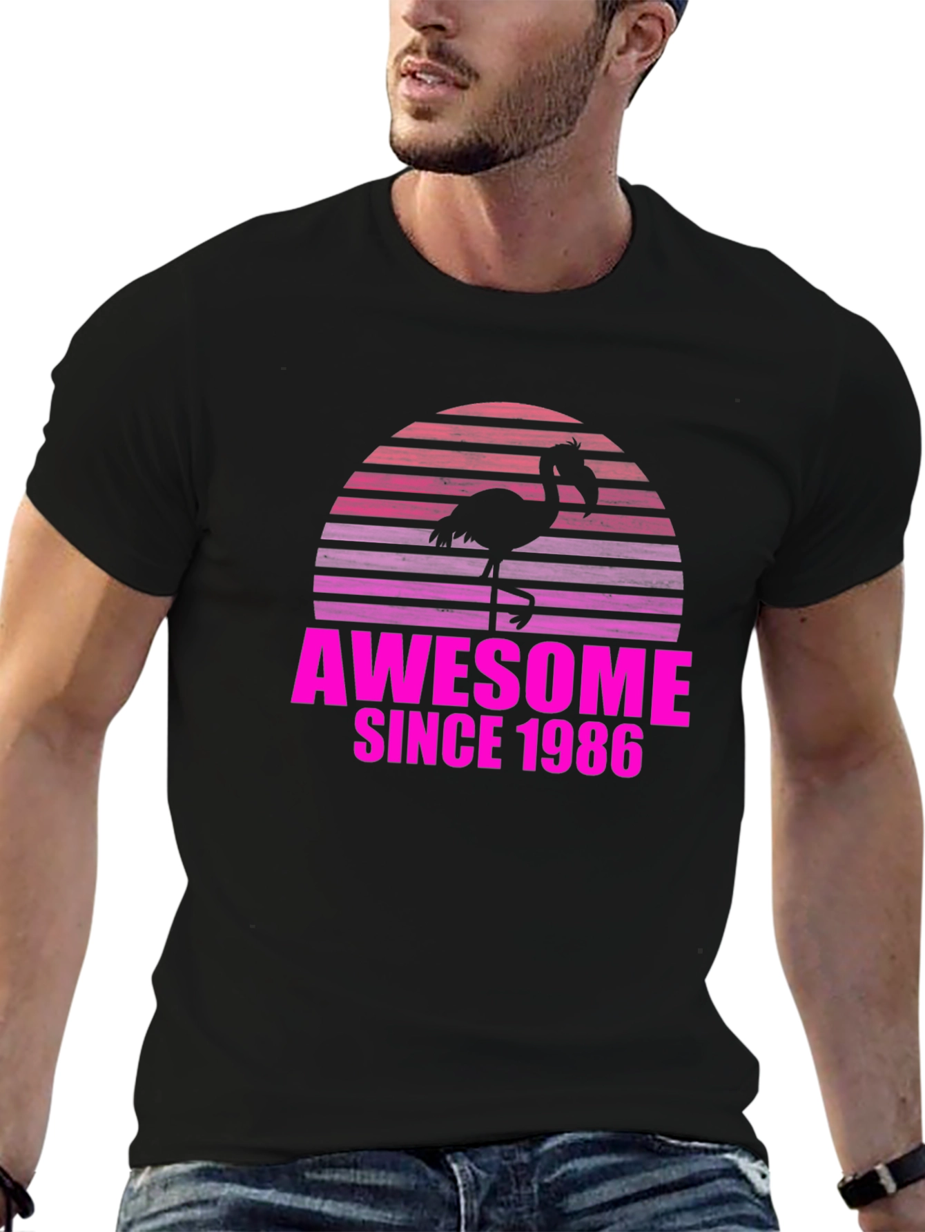 Awesome Since 1986 Flamingo Graphic T-Shirt