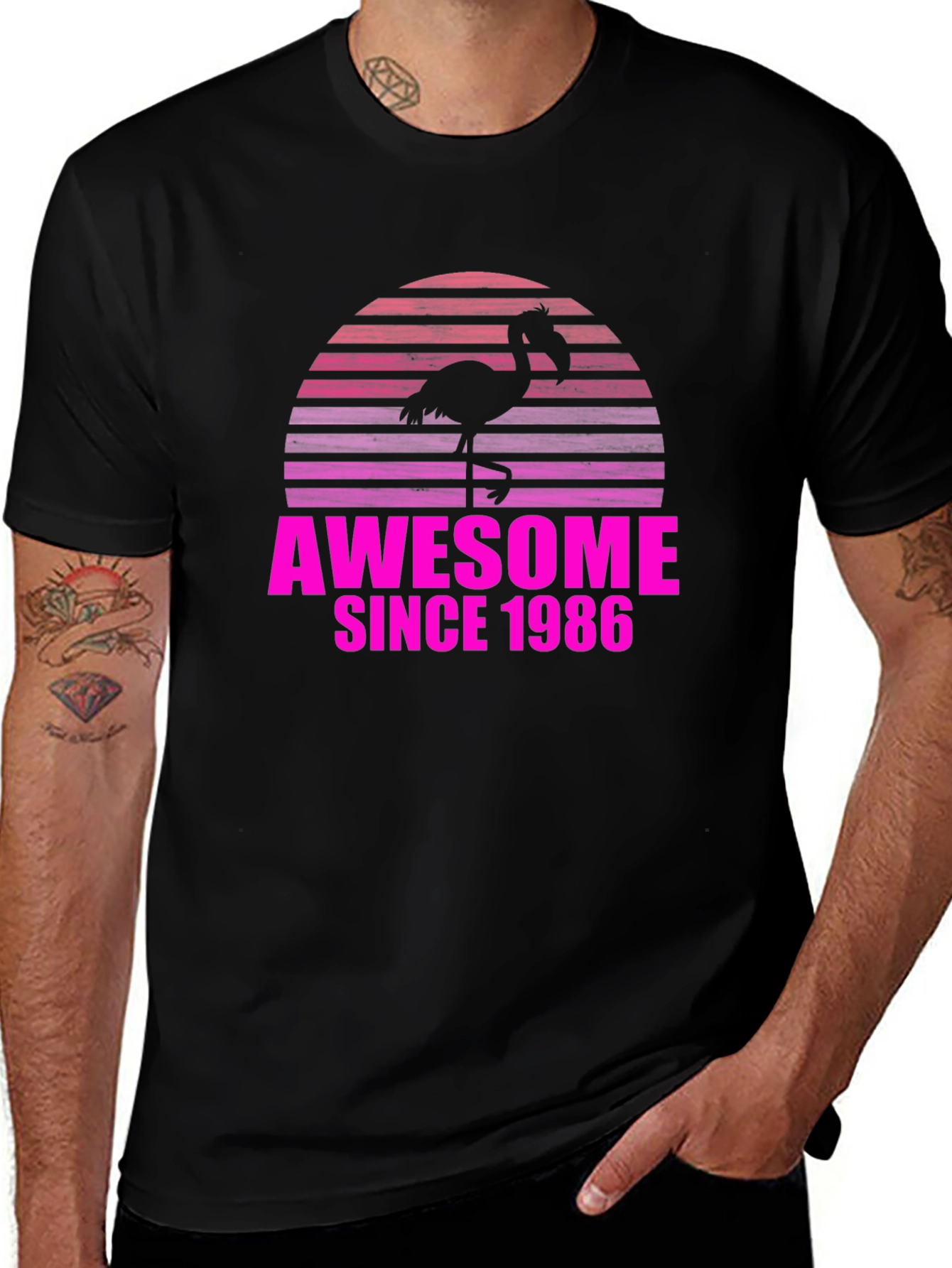 Awesome Since 1986 Flamingo Graphic T-Shirt