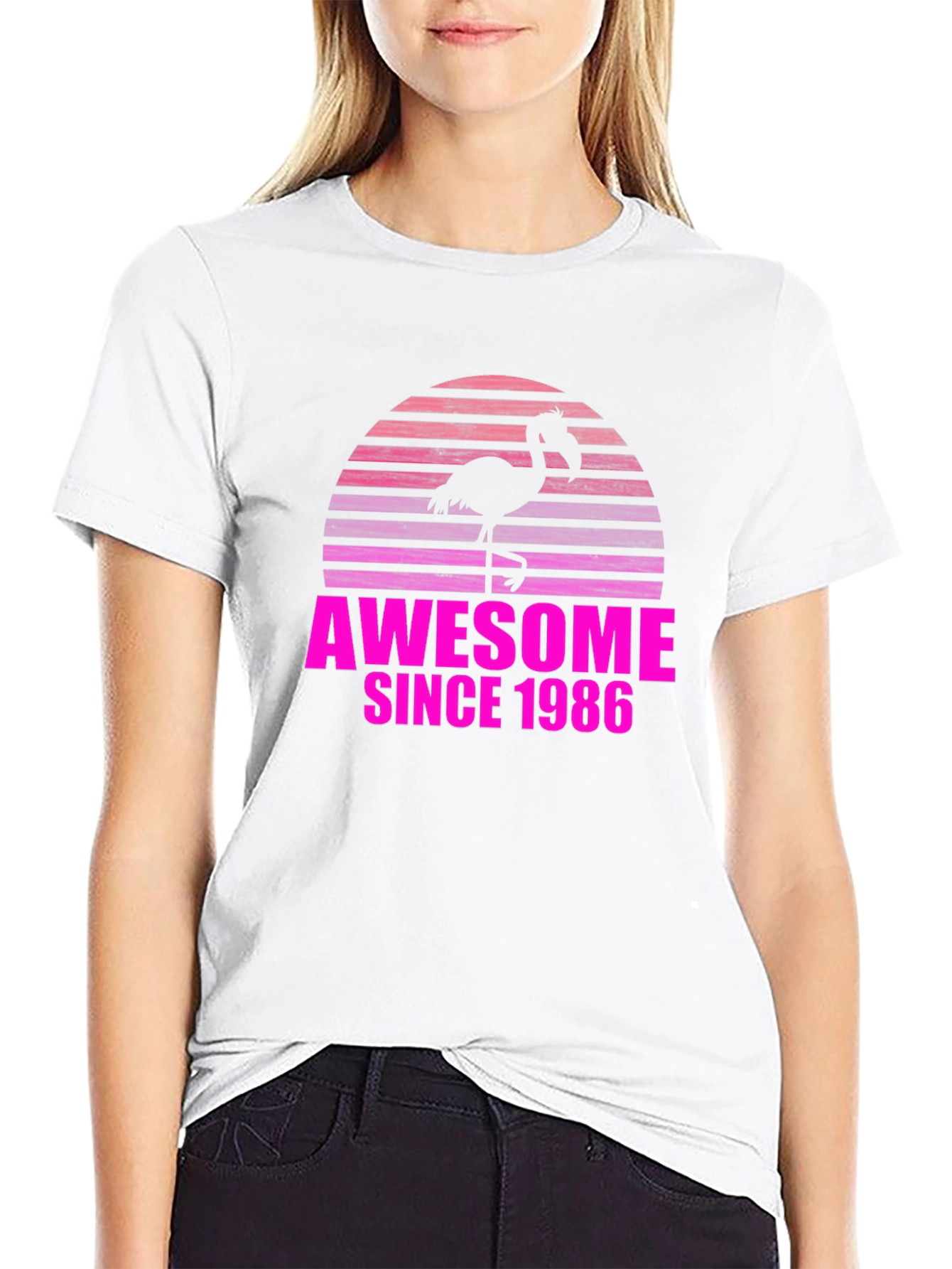 Awesome Since 1986 Flamingo Graphic T-Shirt