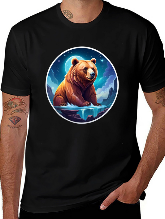 Bear & Moon Graphic Tee - Black