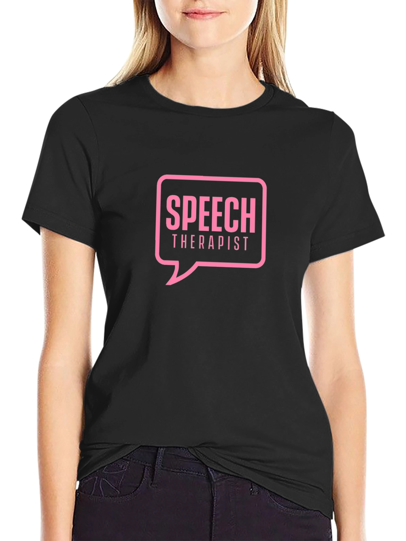 Speech Therapist T-Shirt Black Cotton