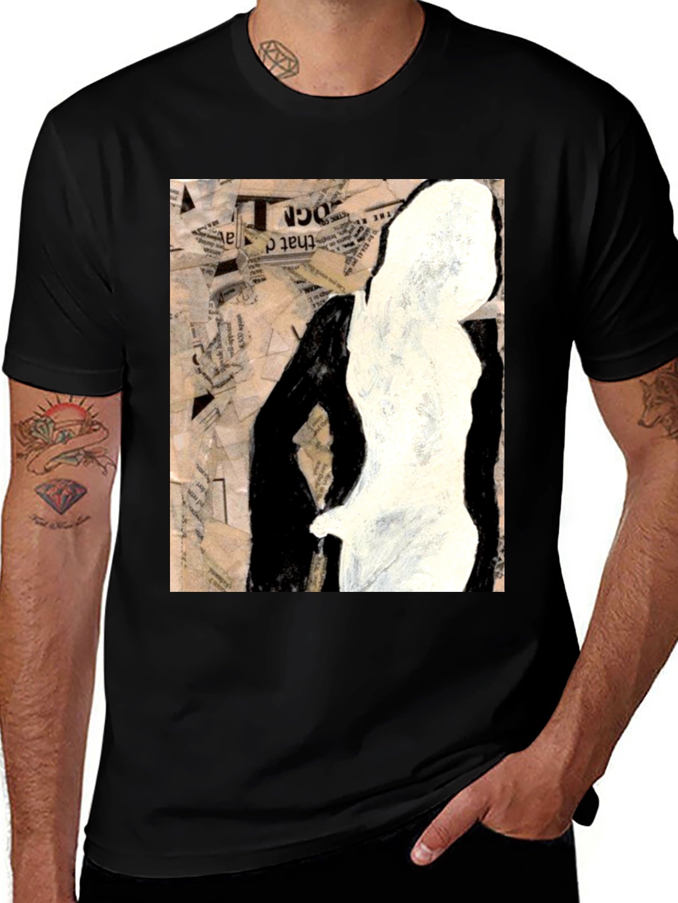 Abstract Silhouette Graphic Tee - Unisex Black T-Shirt