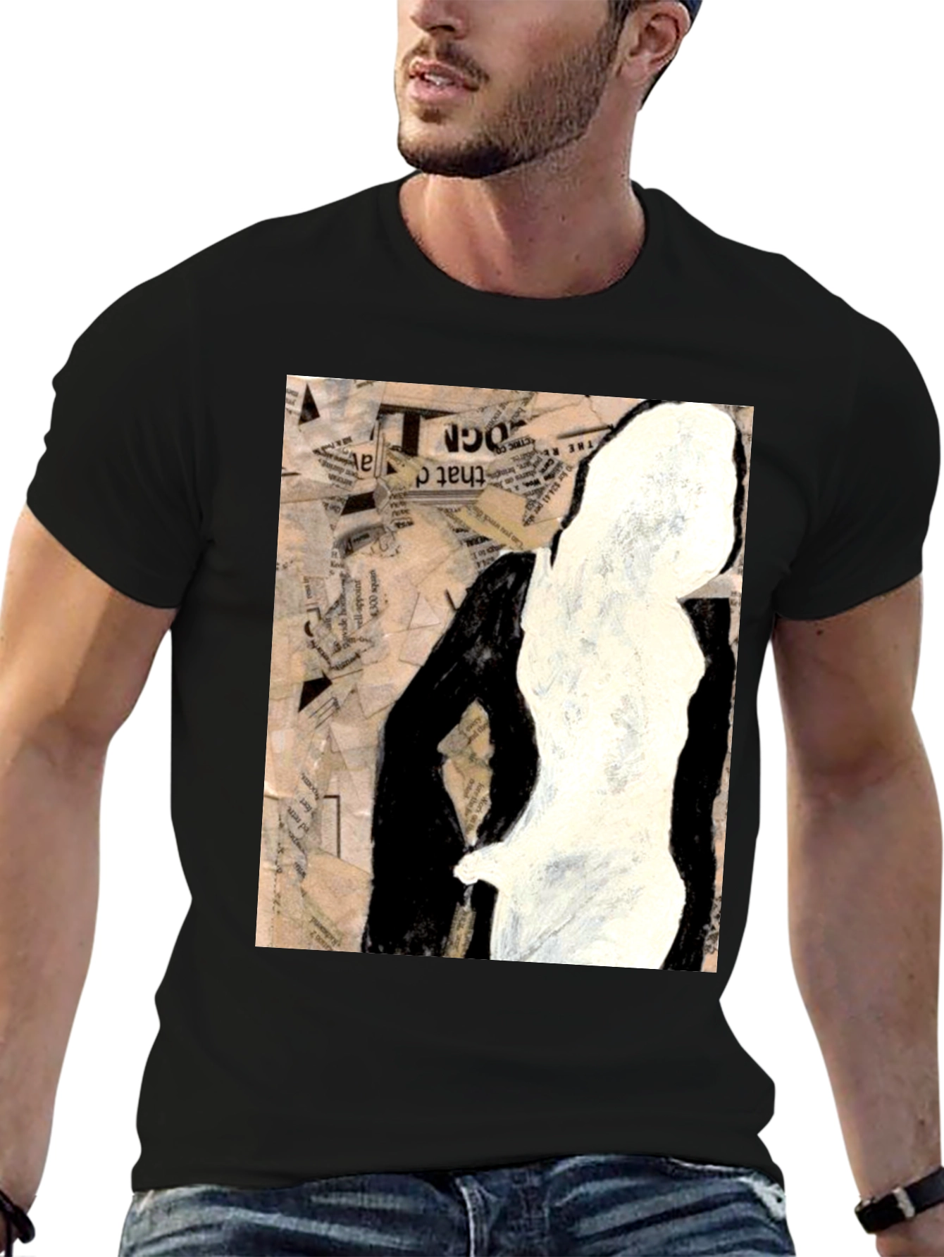 Abstract Silhouette Graphic Tee - Unisex Black T-Shirt