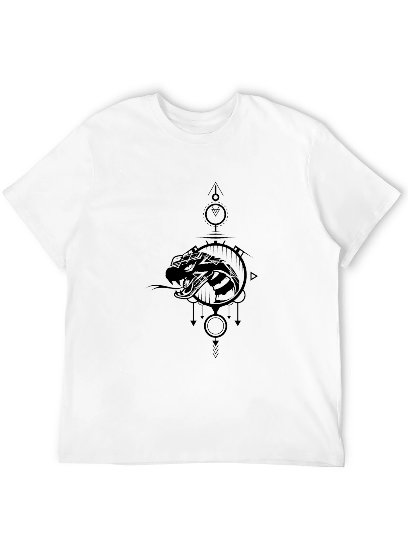 Black Geometric Snake Graphic Tee