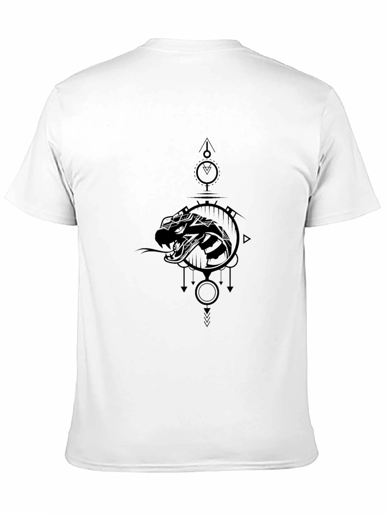 Black Geometric Snake Graphic Tee