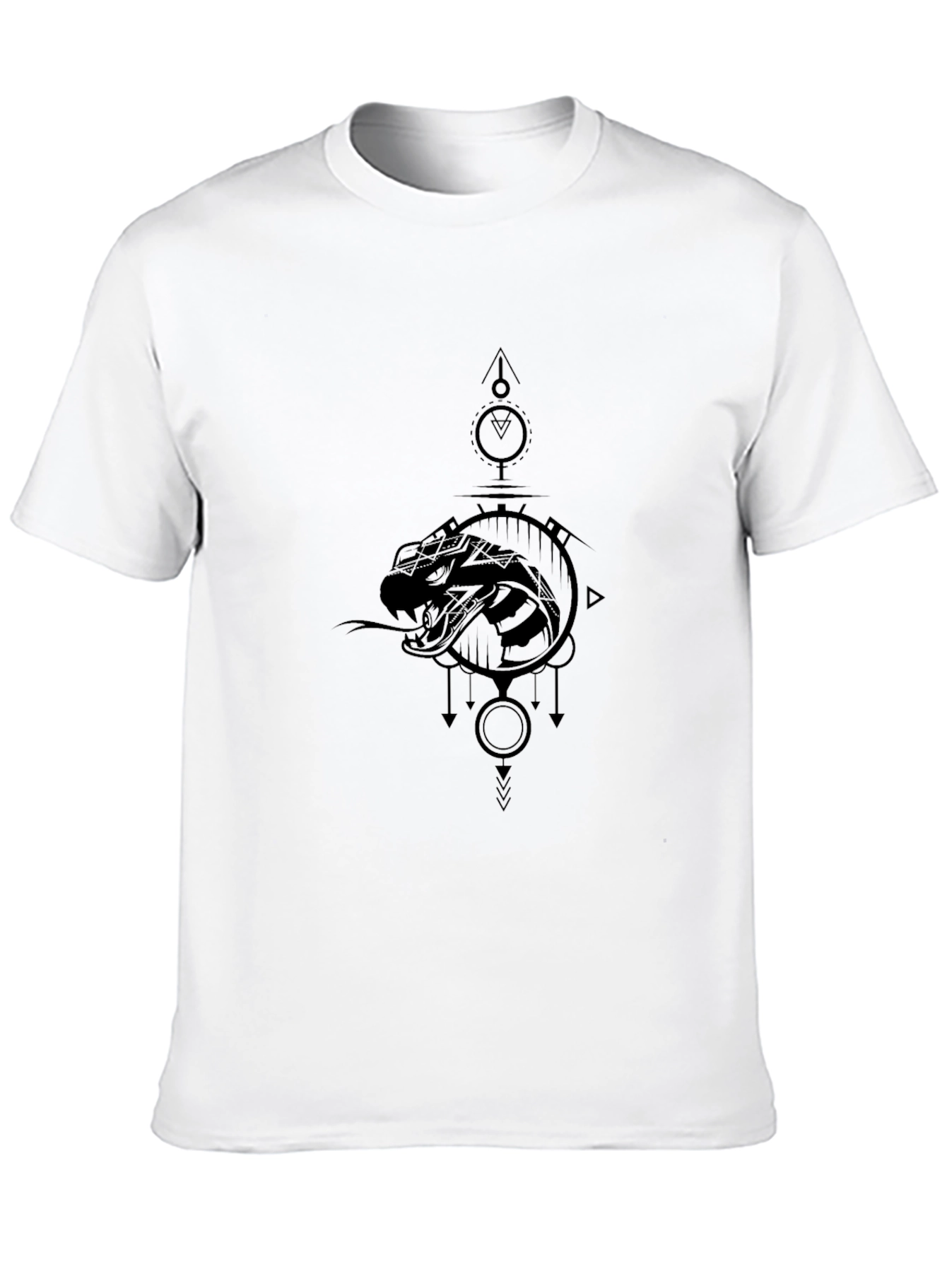 Black Geometric Snake Graphic Tee