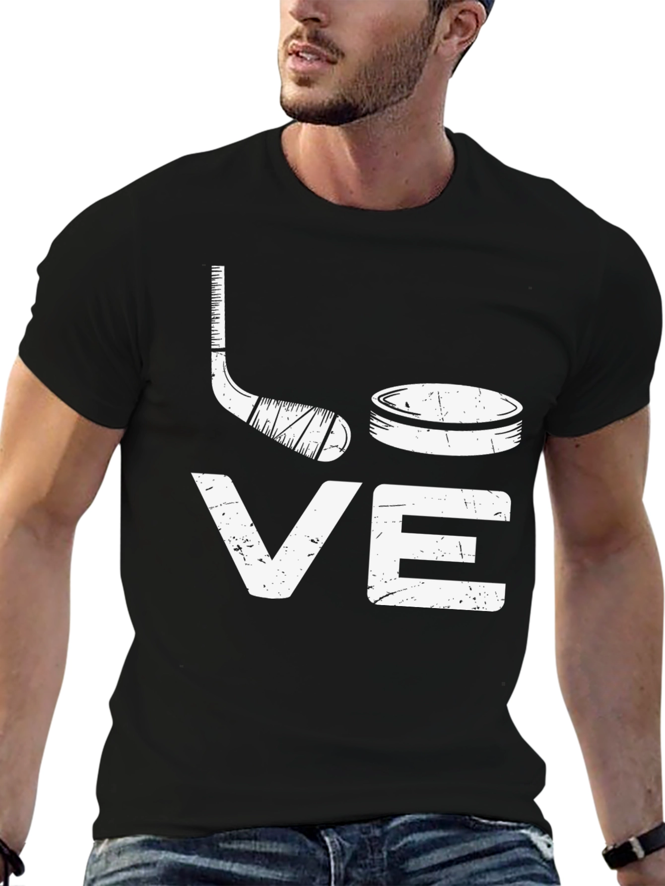 Love Hockey Graphic T-Shirt - Black