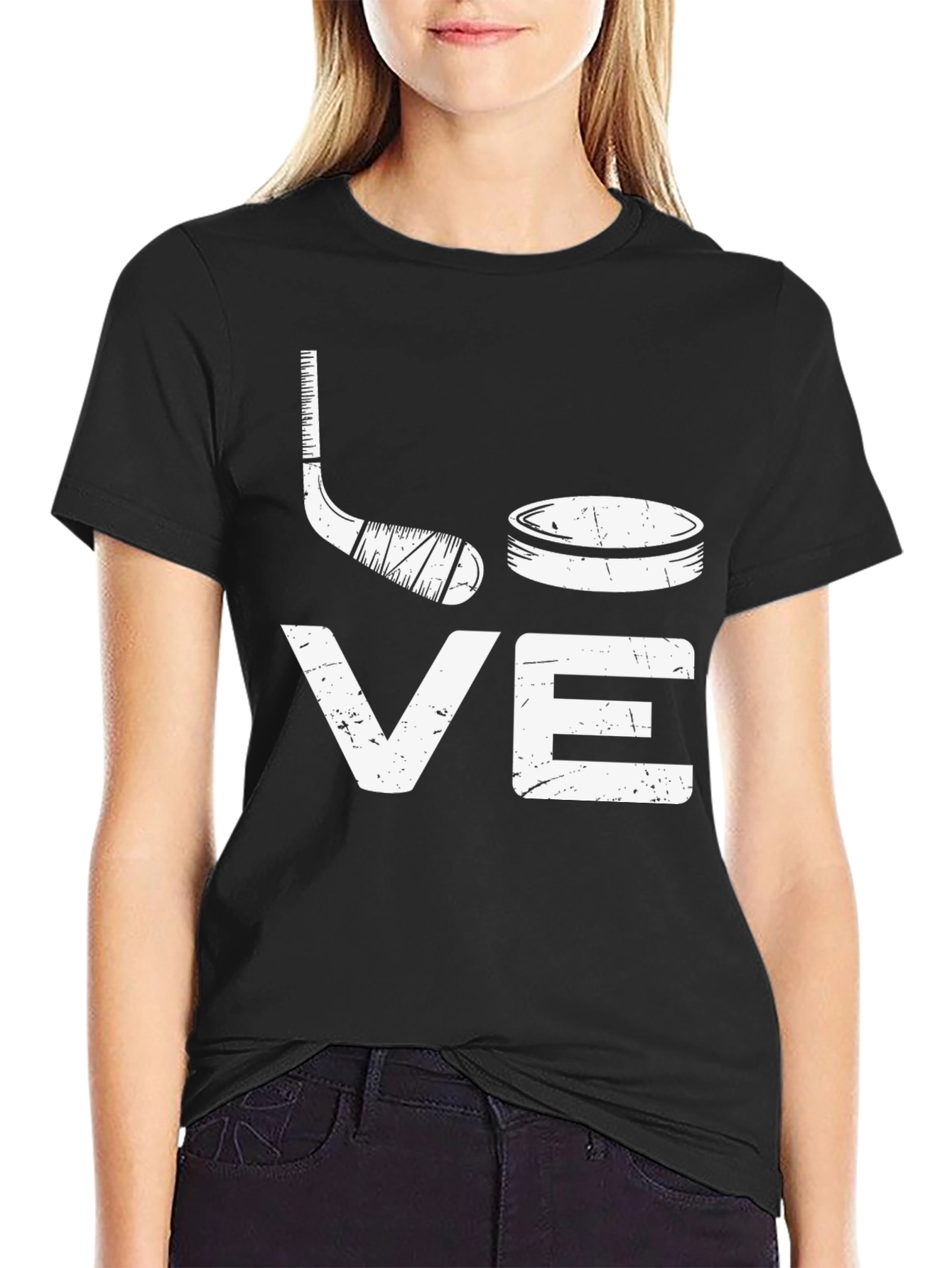 Love Hockey Graphic T-Shirt - Black